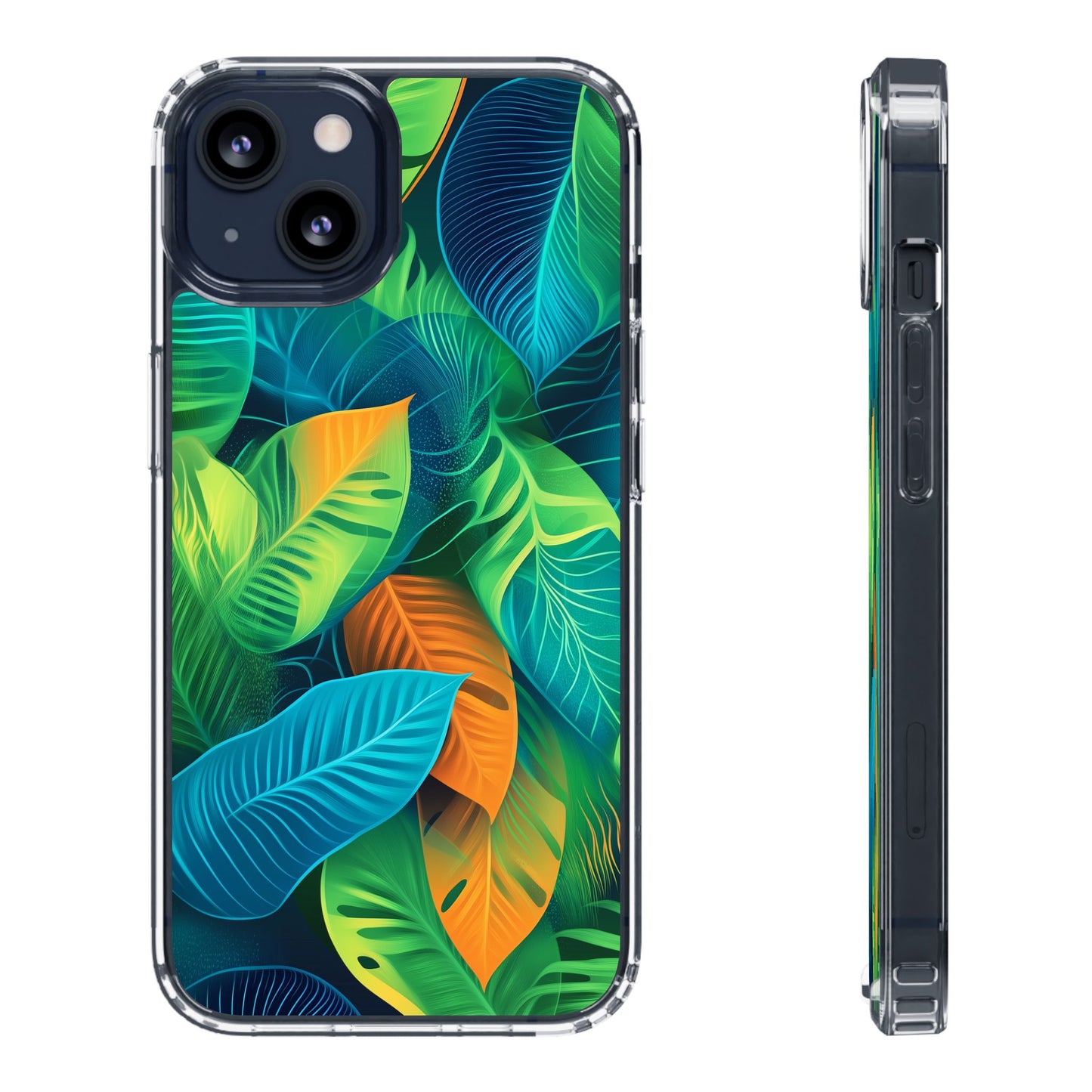 Tropical Leaf Clear iPhone Case – Vibrant Botanical Design for Nature Lovers