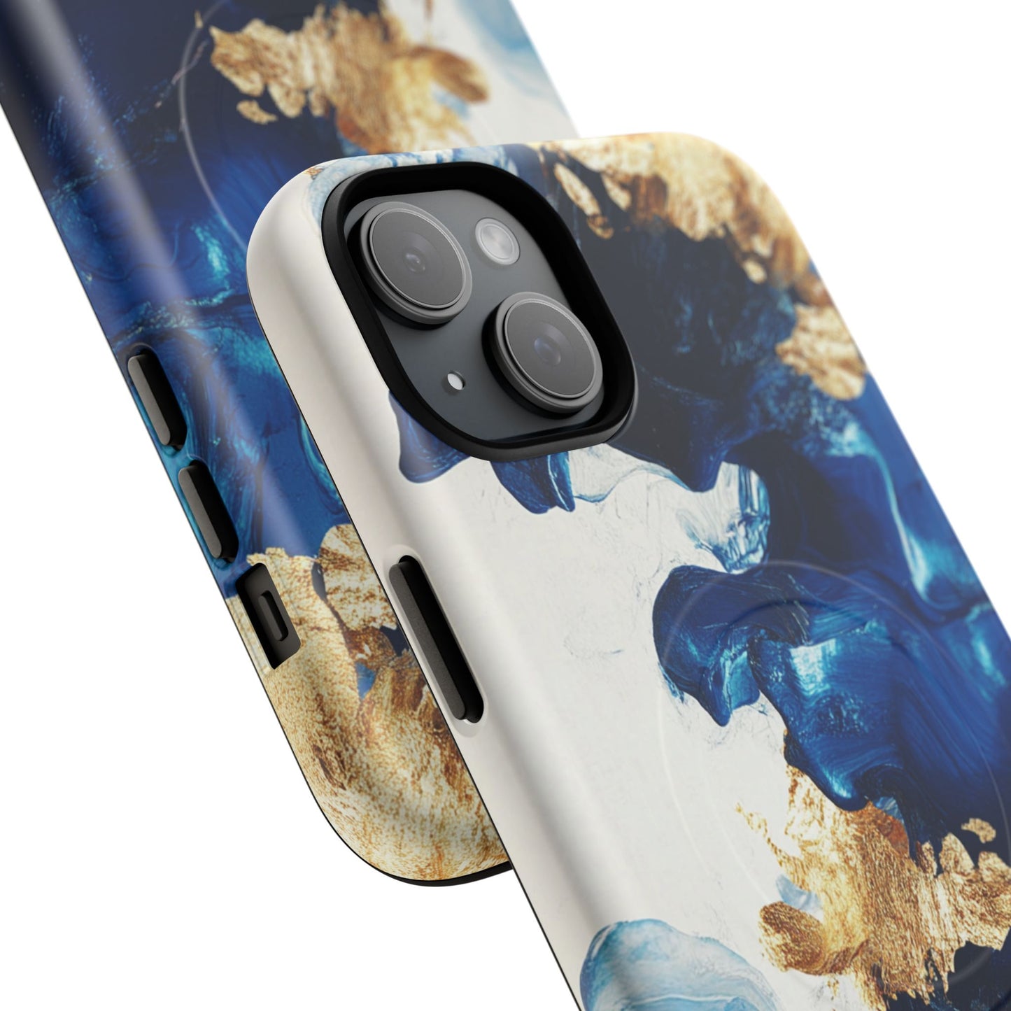 Stylish Tough Magnetic Phone Case – Durable & Chic Golden Blue Design for Smartphone Protection
