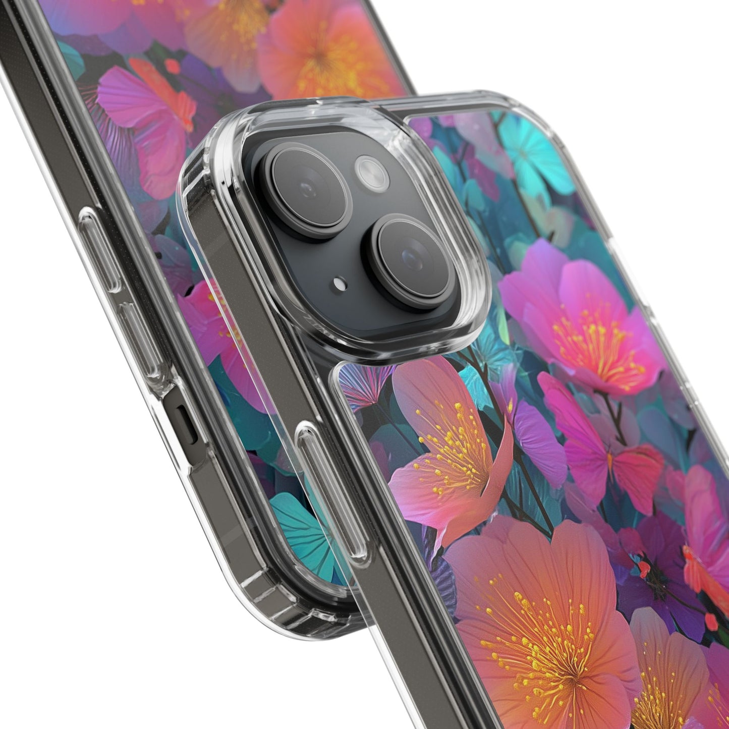 Vibrant Floral Clear iPhone Case