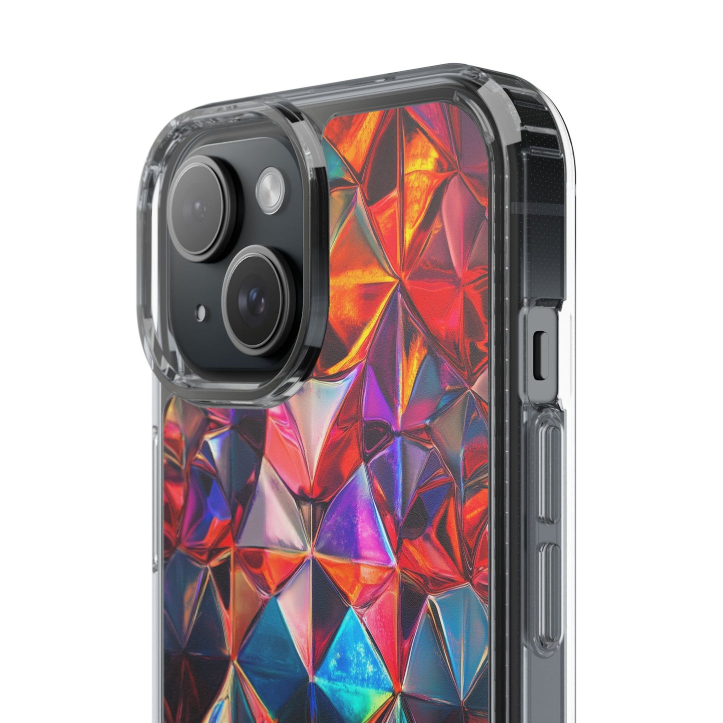 Colorful Geometric Clear Phone Case - Prism Design for iPhone
