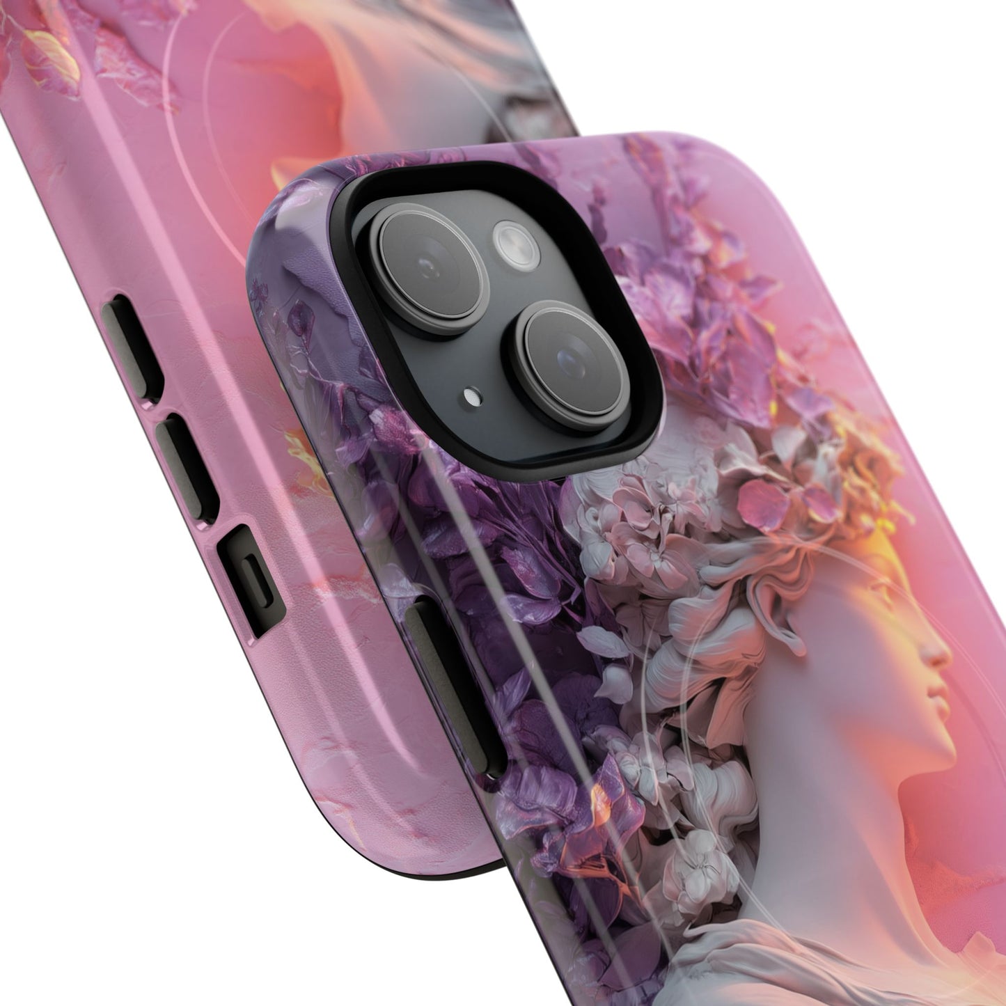 Elegant Floral Tough Magnetic Case for iPhone - Aesthetic Protection
