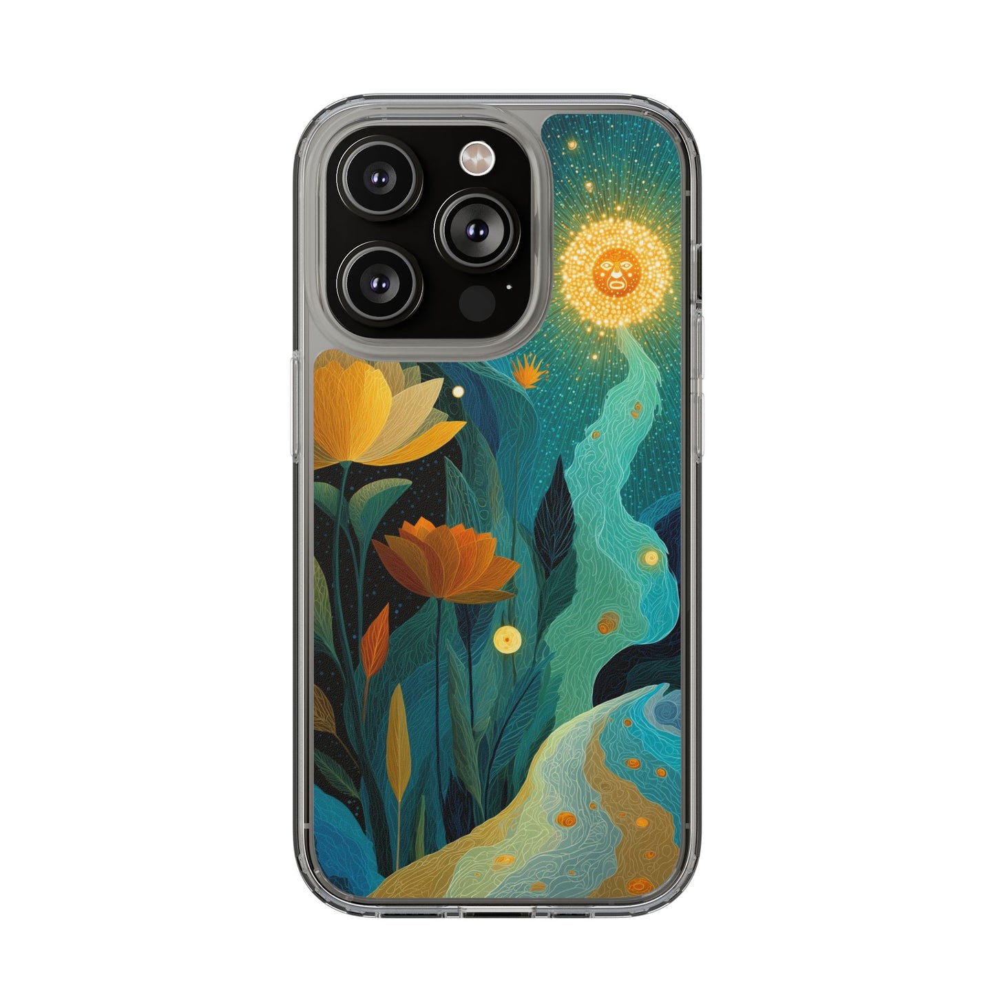 Deep Radiant Nature - Clear iPhone Case with Floral Design