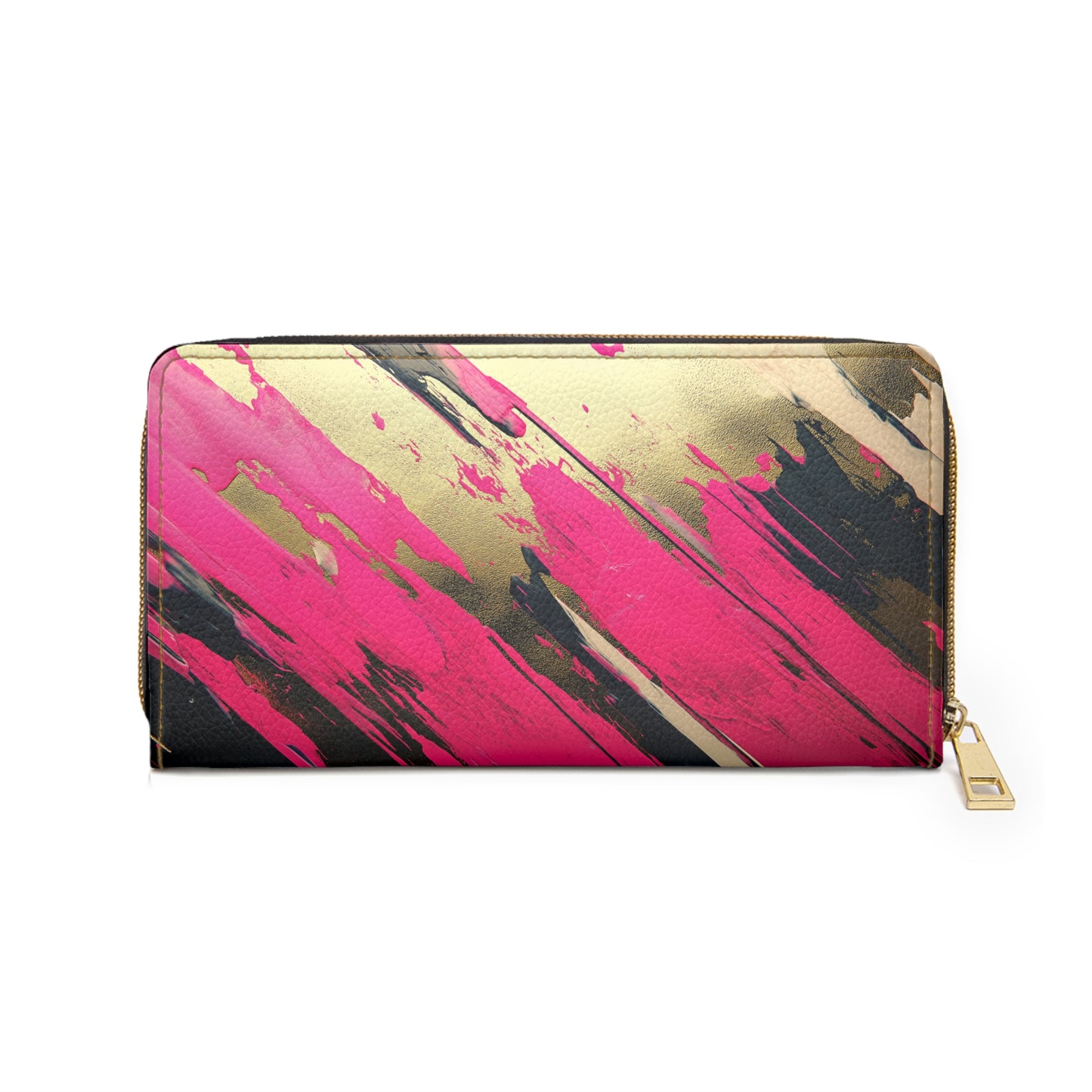 Bold Neon Pink & Gold Brush Cell Phone Clutch Wallet