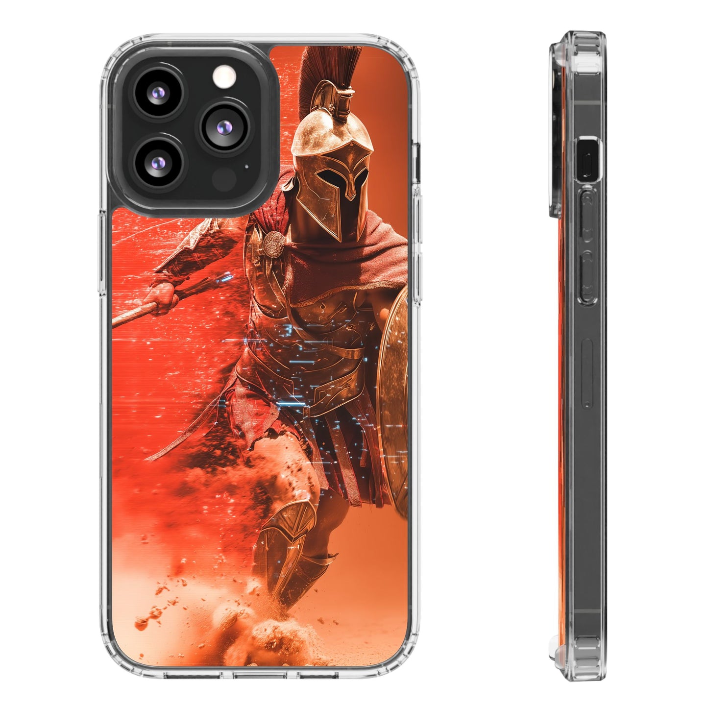 Spartan "Big Duster" Warrior Clear Phone Case - Unique Design for Protection & Style