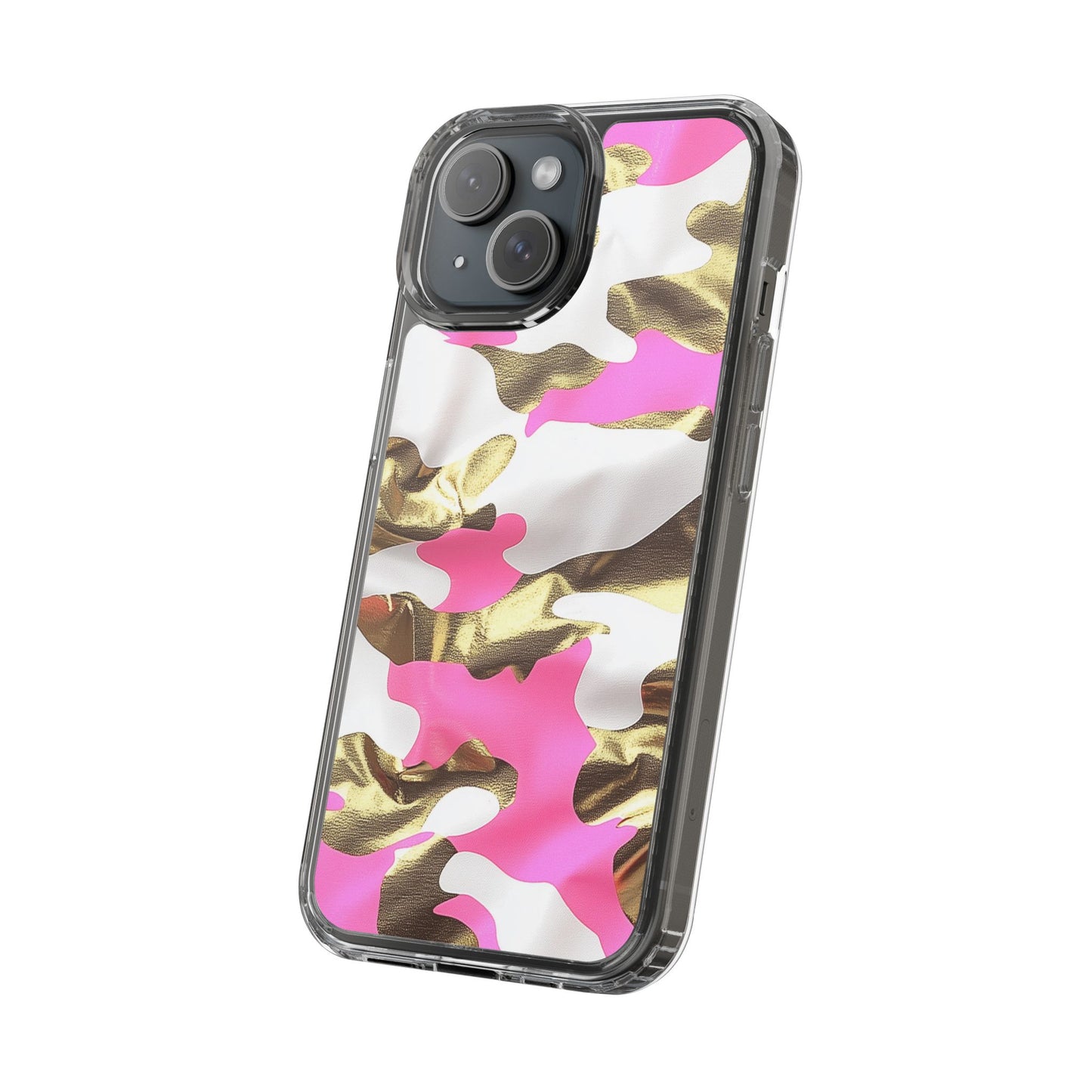 Gold and Pink Camo Phone Case – Stylish Clear Protective Design