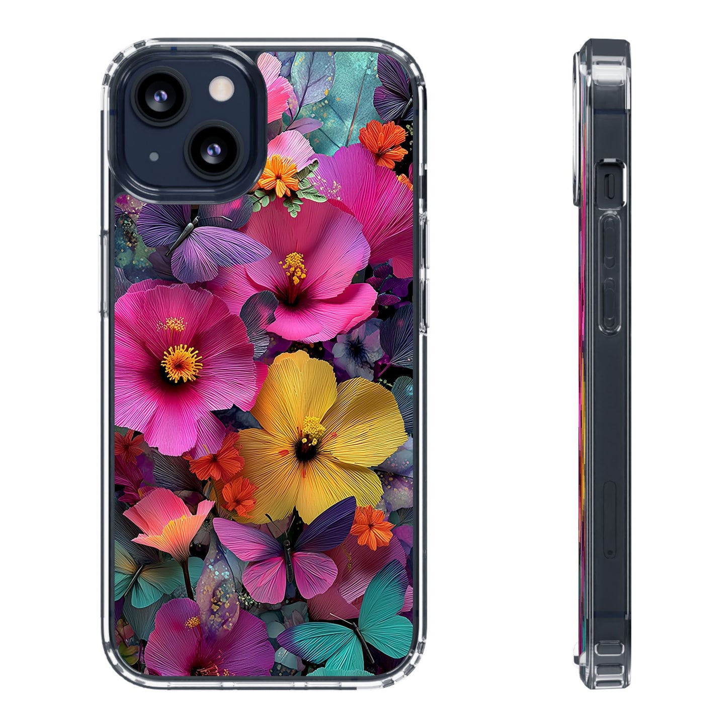 Vibrant Floral Butterfly iPhone Case – Slim Aesthetic Boho Nature Design