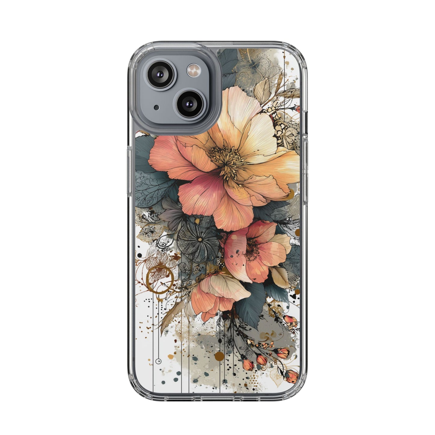 Floral Clear iPhone Case - Elegant Floral Boho Design