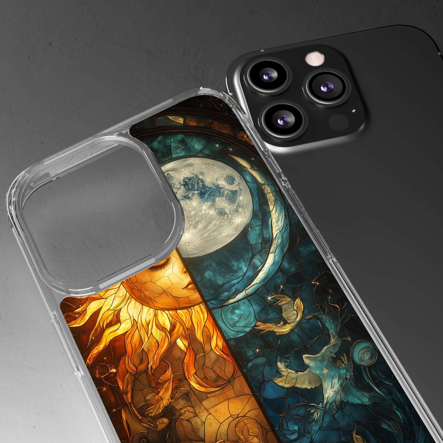 Celestial Sun and Moon Clear iPhone Case