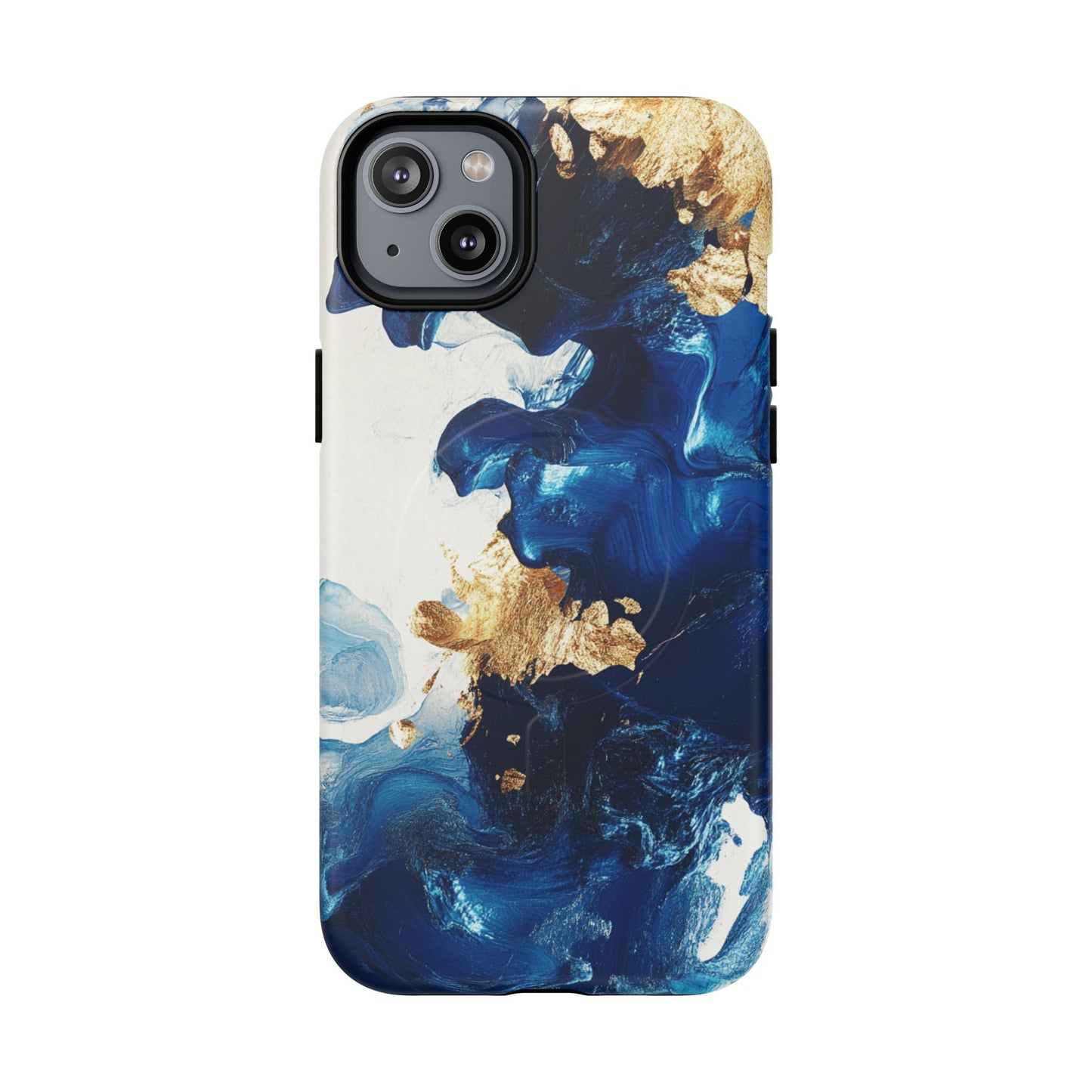 Stylish Tough Magnetic Phone Case – Durable & Chic Golden Blue Design for Smartphone Protection