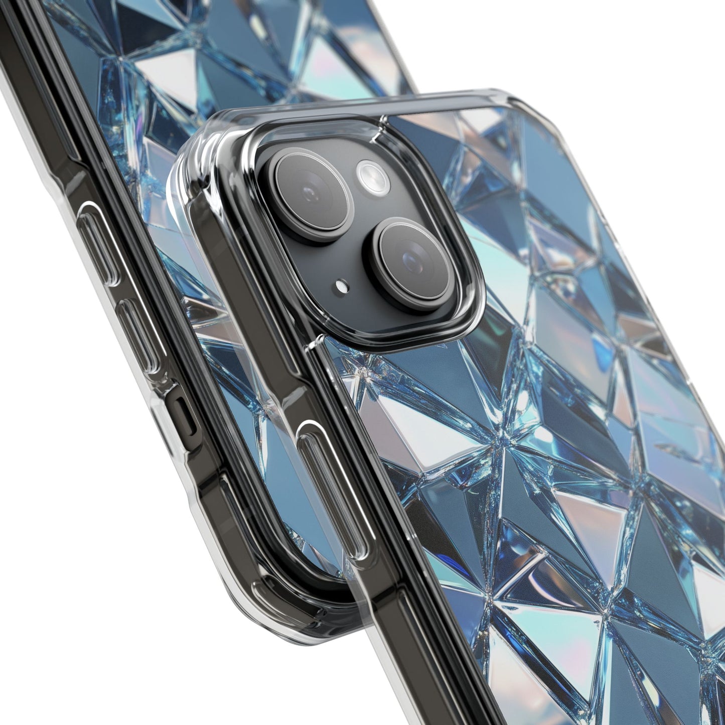 Iridescent Blue Chrome Diamond Magnetic iPhone Case