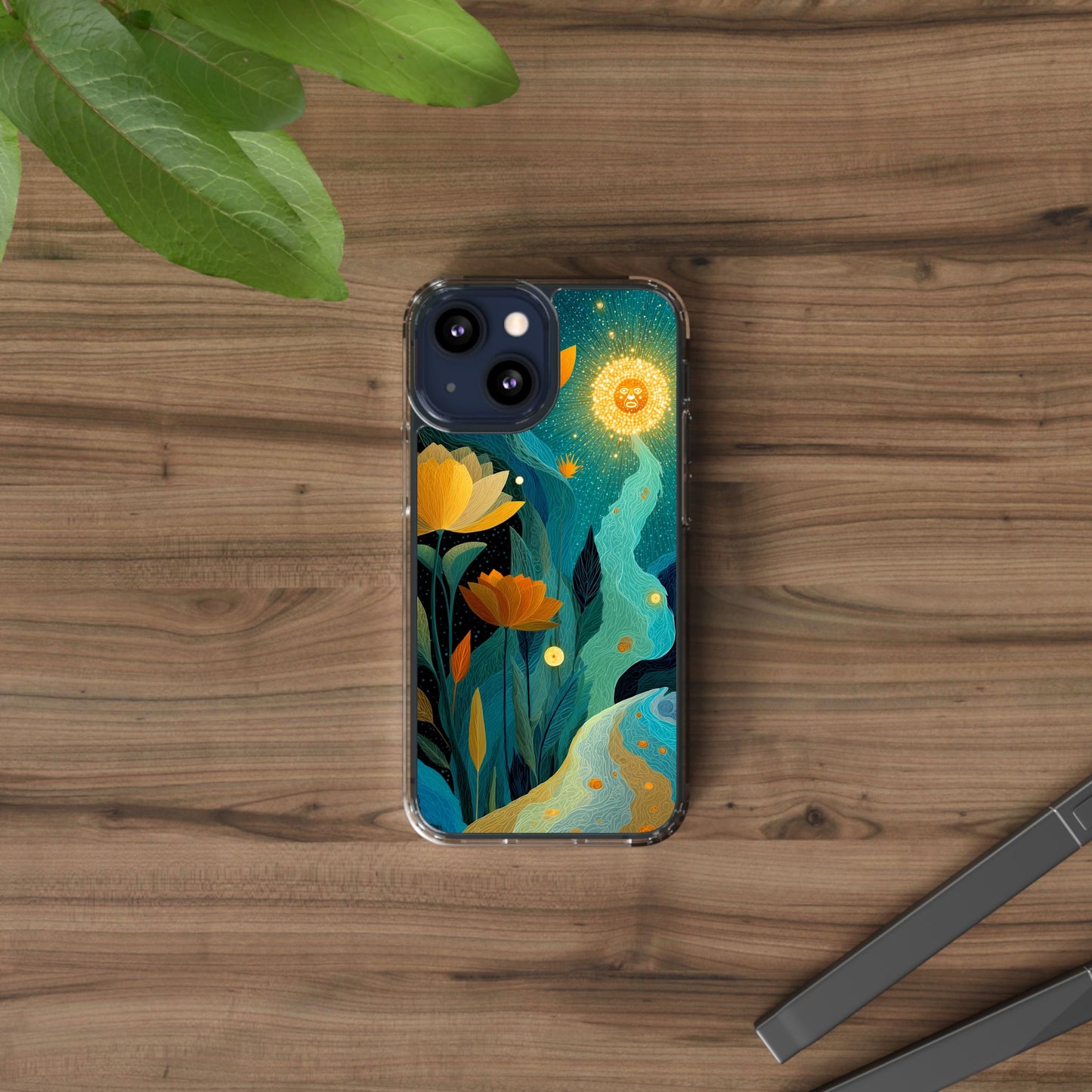 Deep Radiant Nature - Clear iPhone Case with Floral Design