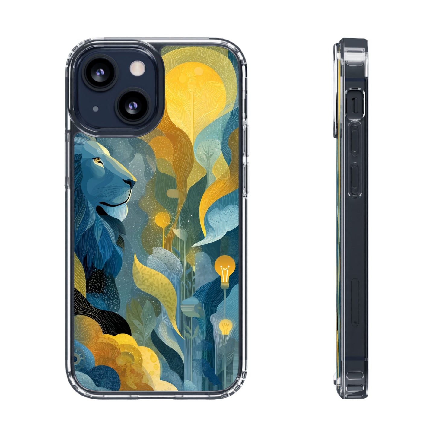 Artistic Lion Design Clear Phone Case | Nature-Inspired Protection for Animal Lovers