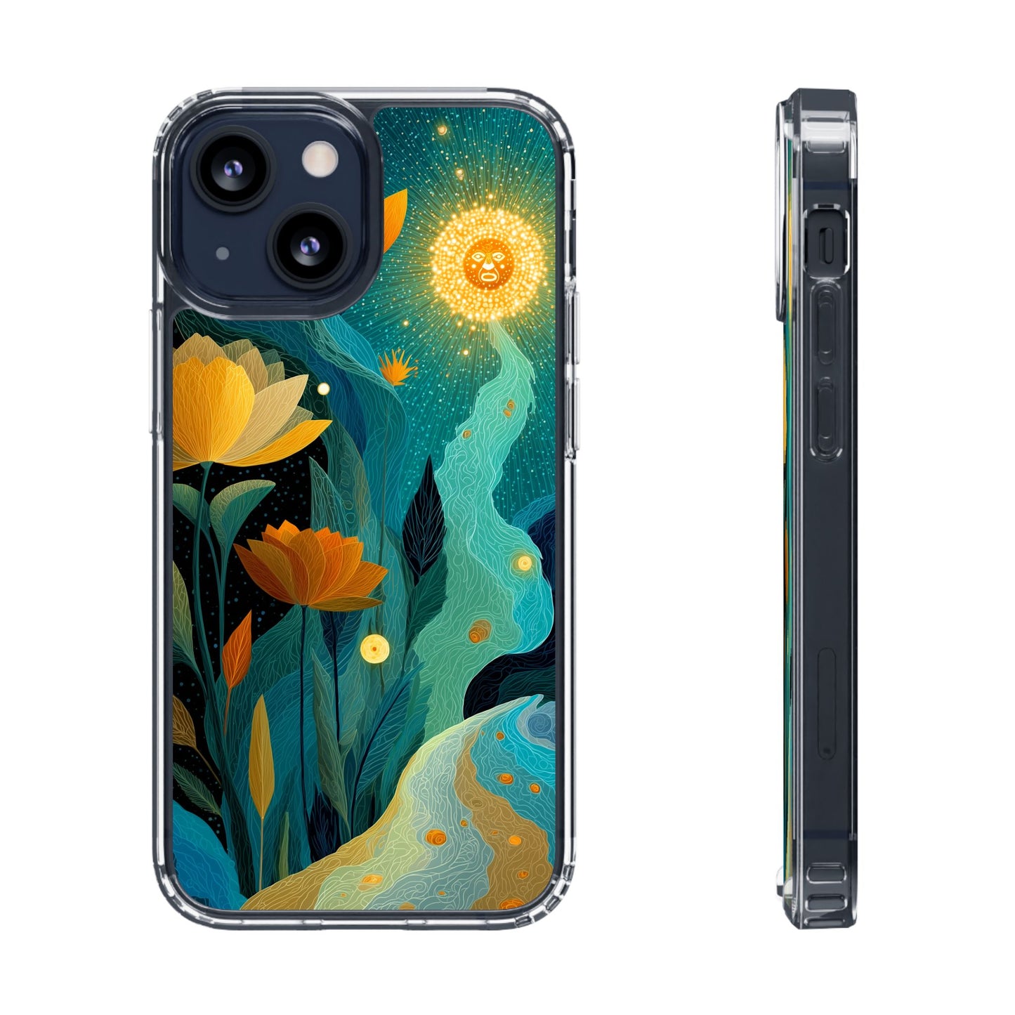Deep Radiant Nature - Clear iPhone Case with Floral Design