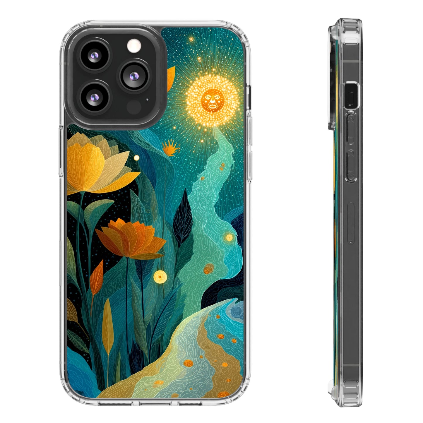Deep Radiant Nature - Clear iPhone Case with Floral Design