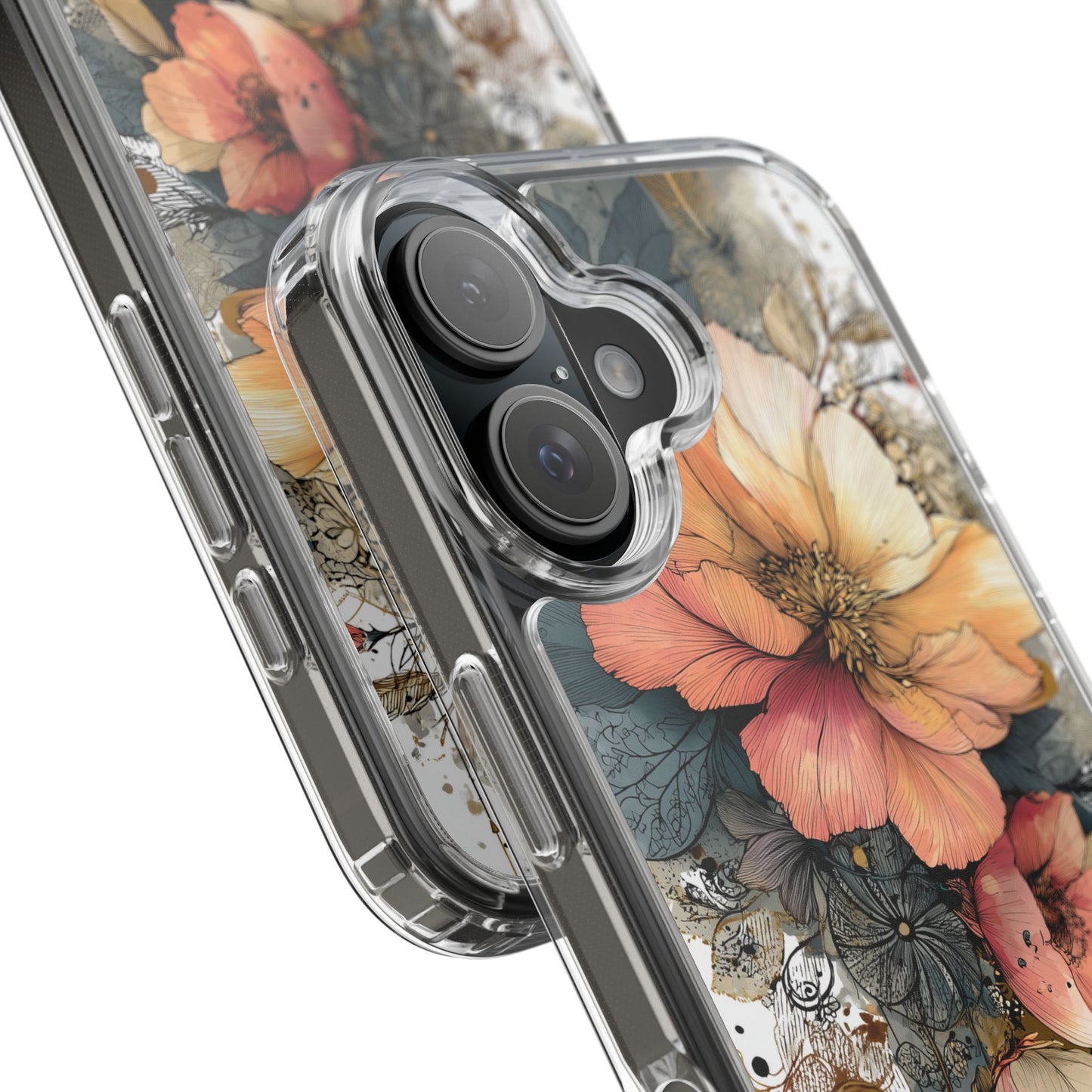 Floral Clear iPhone Case - Elegant Floral Boho Design