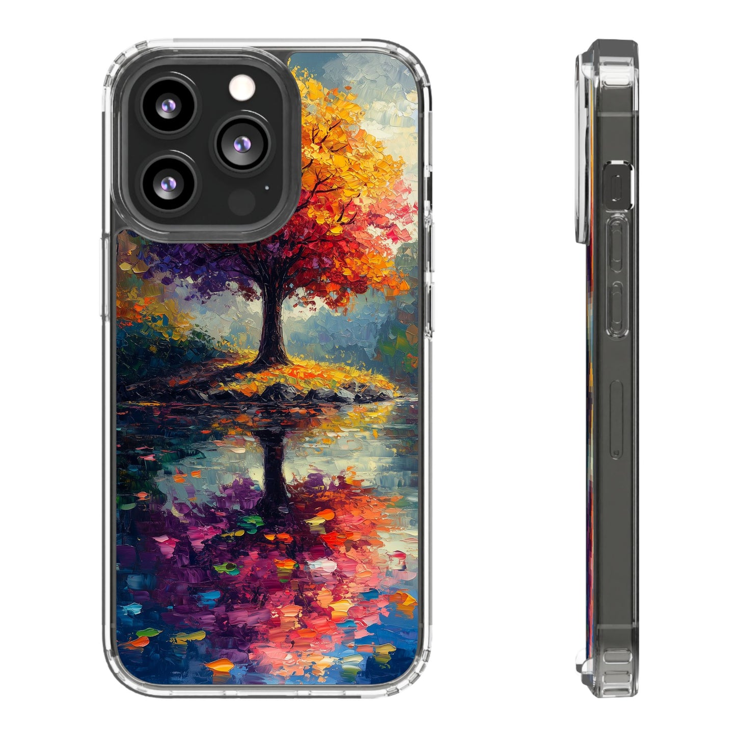 Autumn Landscape Phone Case - Clear Case with Vibrant Tree Design