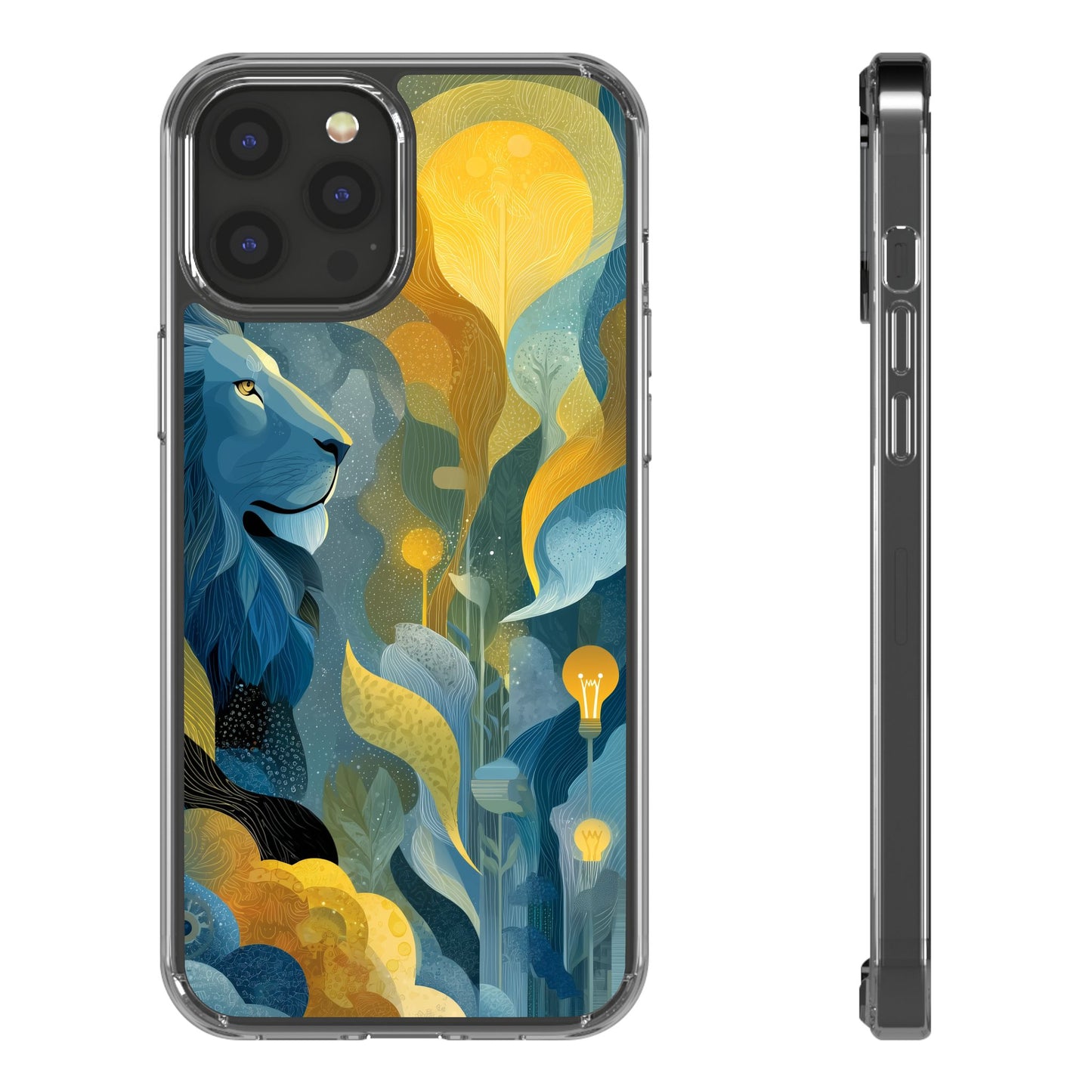 Artistic Lion Design Clear Phone Case | Nature-Inspired Protection for Animal Lovers