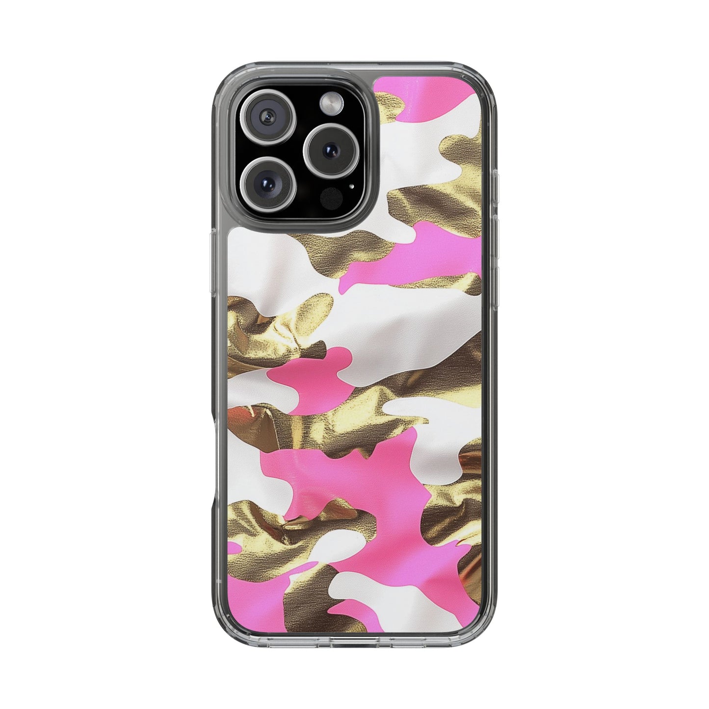 Gold and Pink Camo Phone Case – Stylish Clear Protective Design