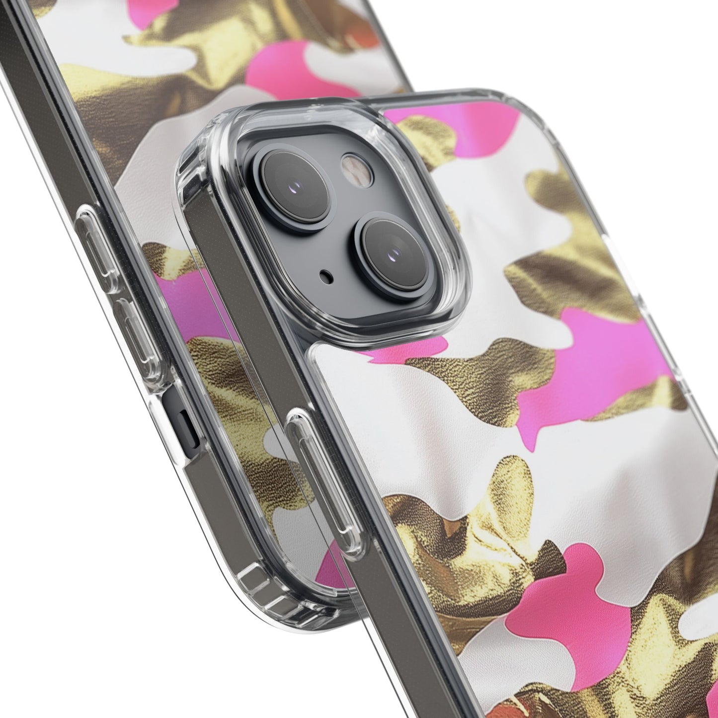Gold and Pink Camo Phone Case – Stylish Clear Protective Design