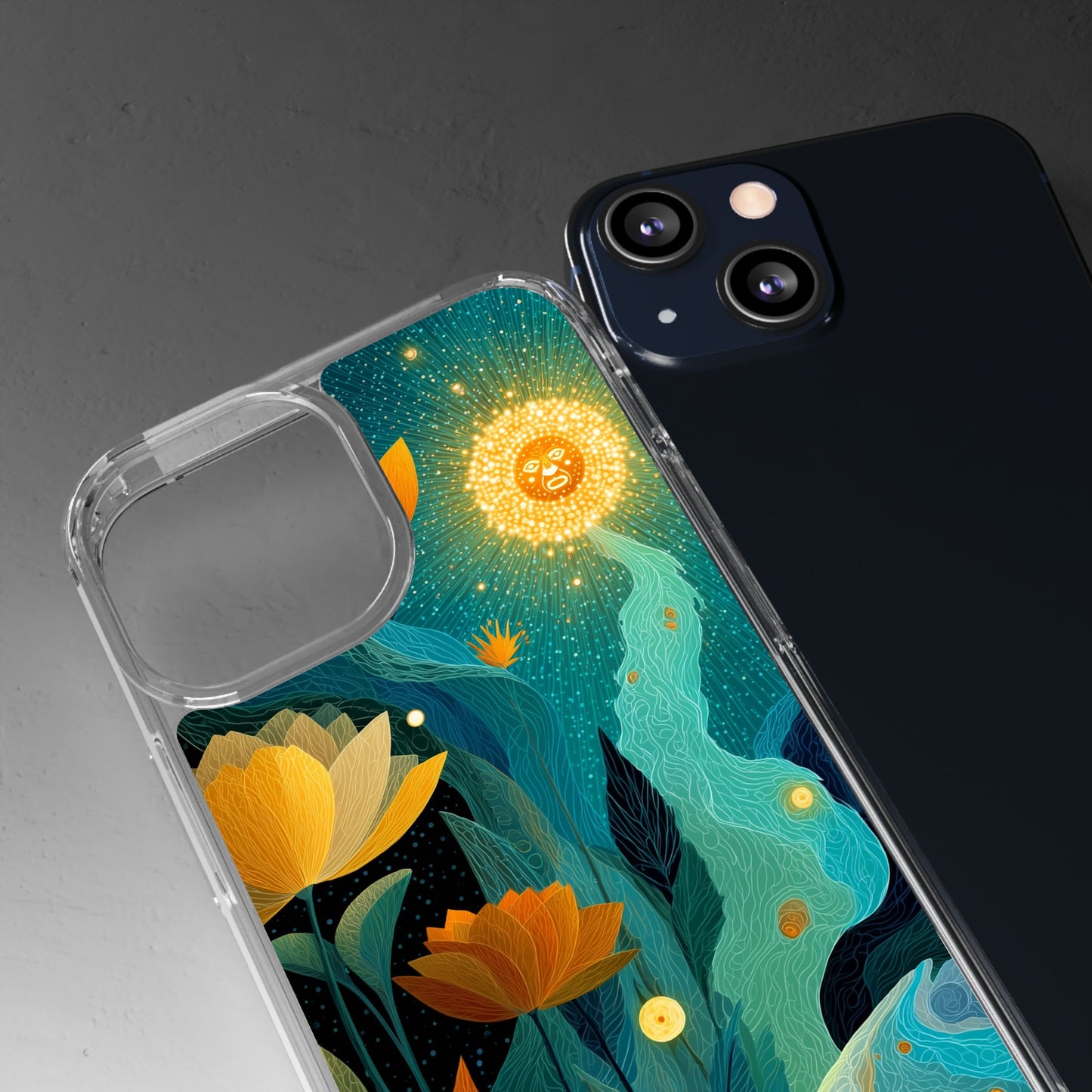 Deep Radiant Nature - Clear iPhone Case with Floral Design