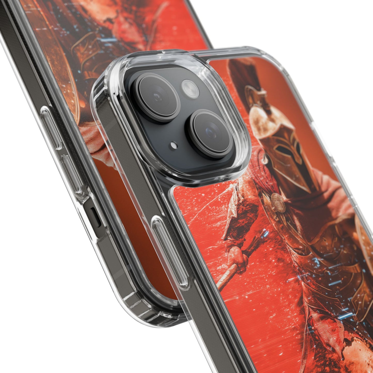 Spartan "Big Duster" Warrior Clear Phone Case - Unique Design for Protection & Style