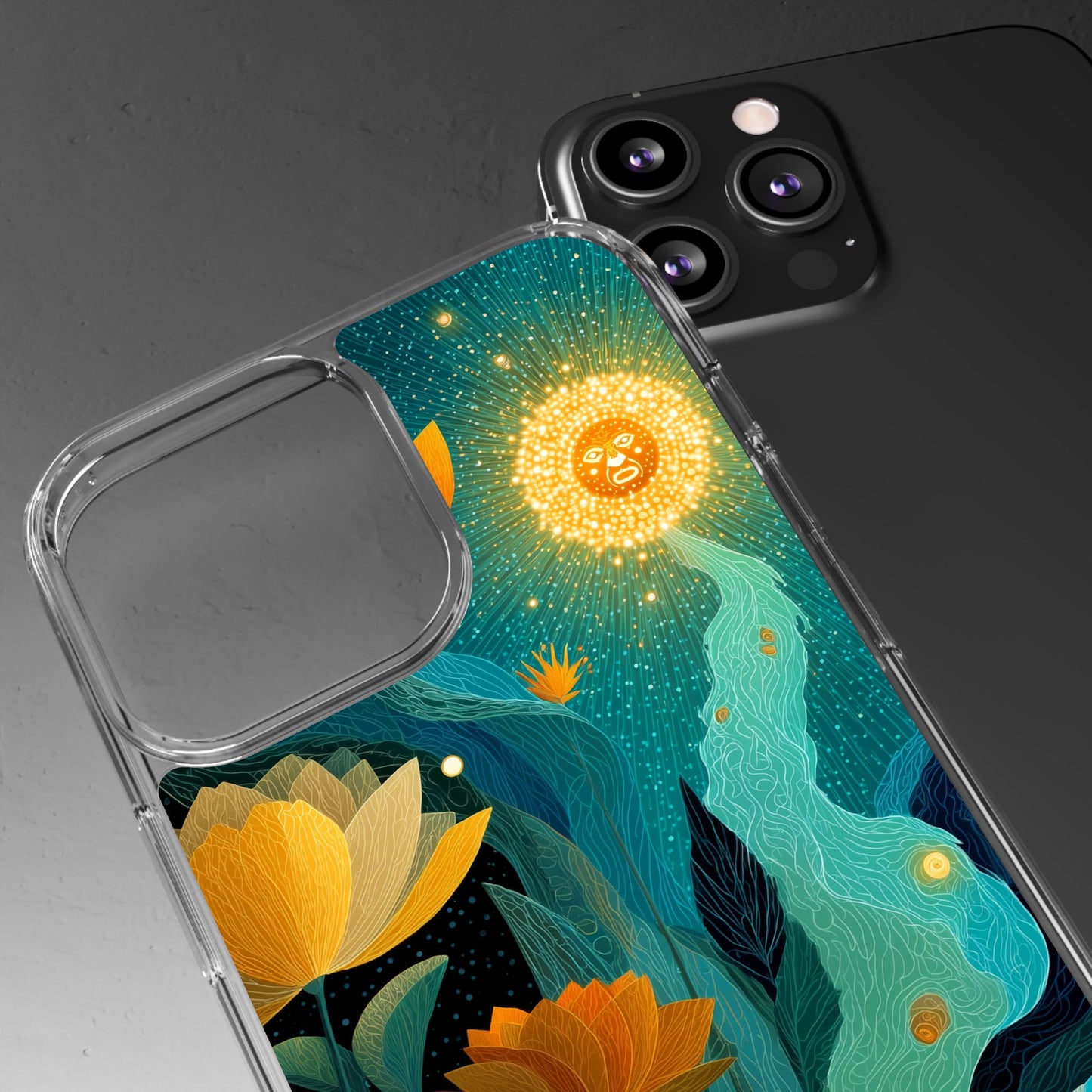 Deep Radiant Nature - Clear iPhone Case with Floral Design