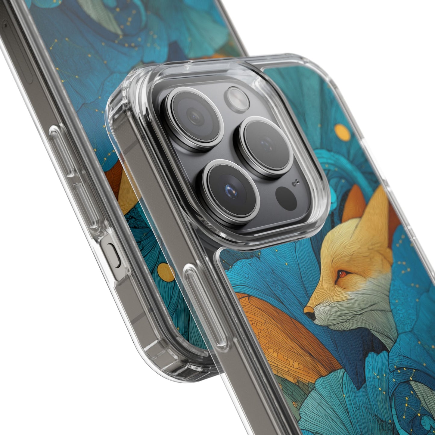 Vibrant Fox Clear Phone Case - Boho Floral iPhone Cover Nature Inspired Gift