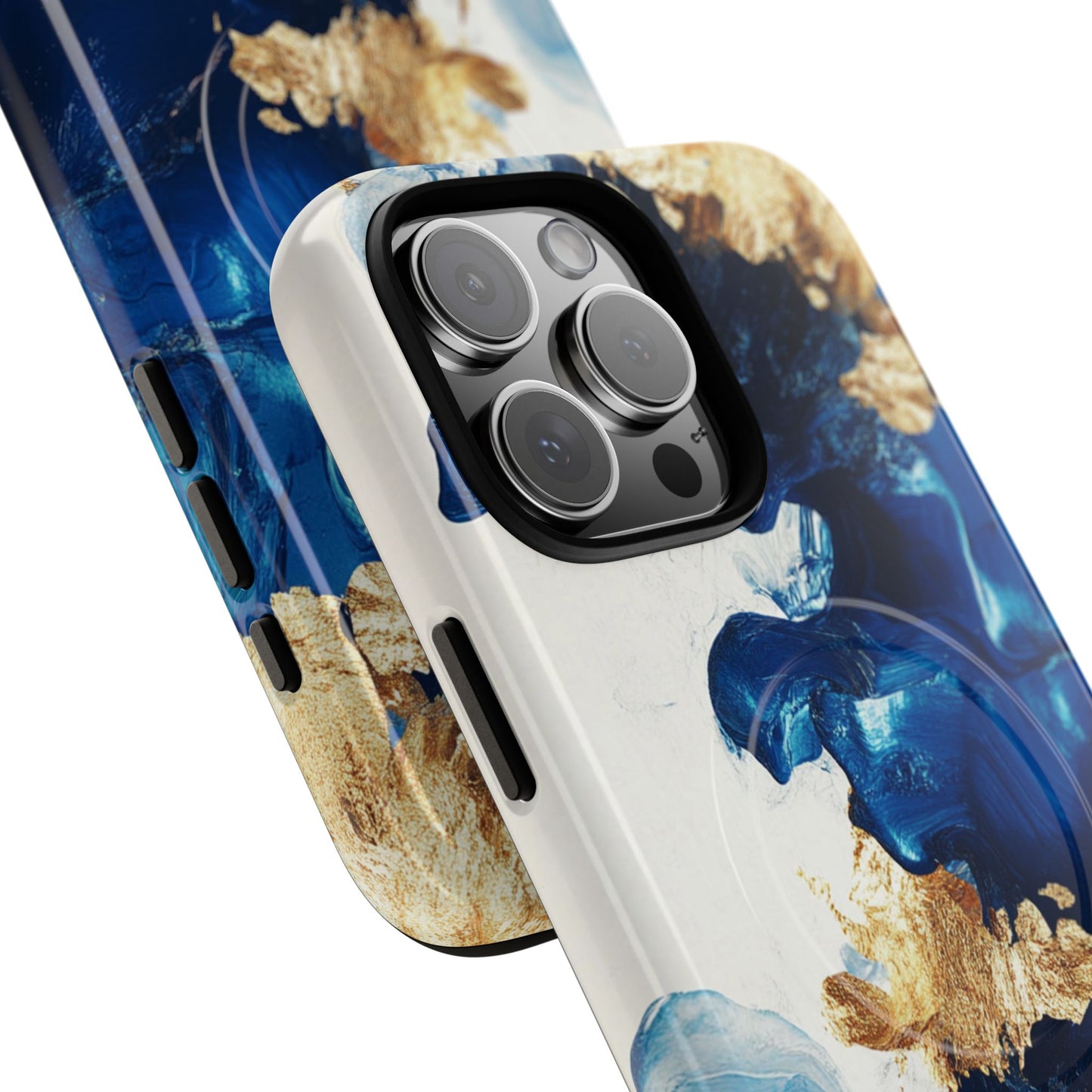 Stylish Tough Magnetic Phone Case – Durable & Chic Golden Blue Design for Smartphone Protection