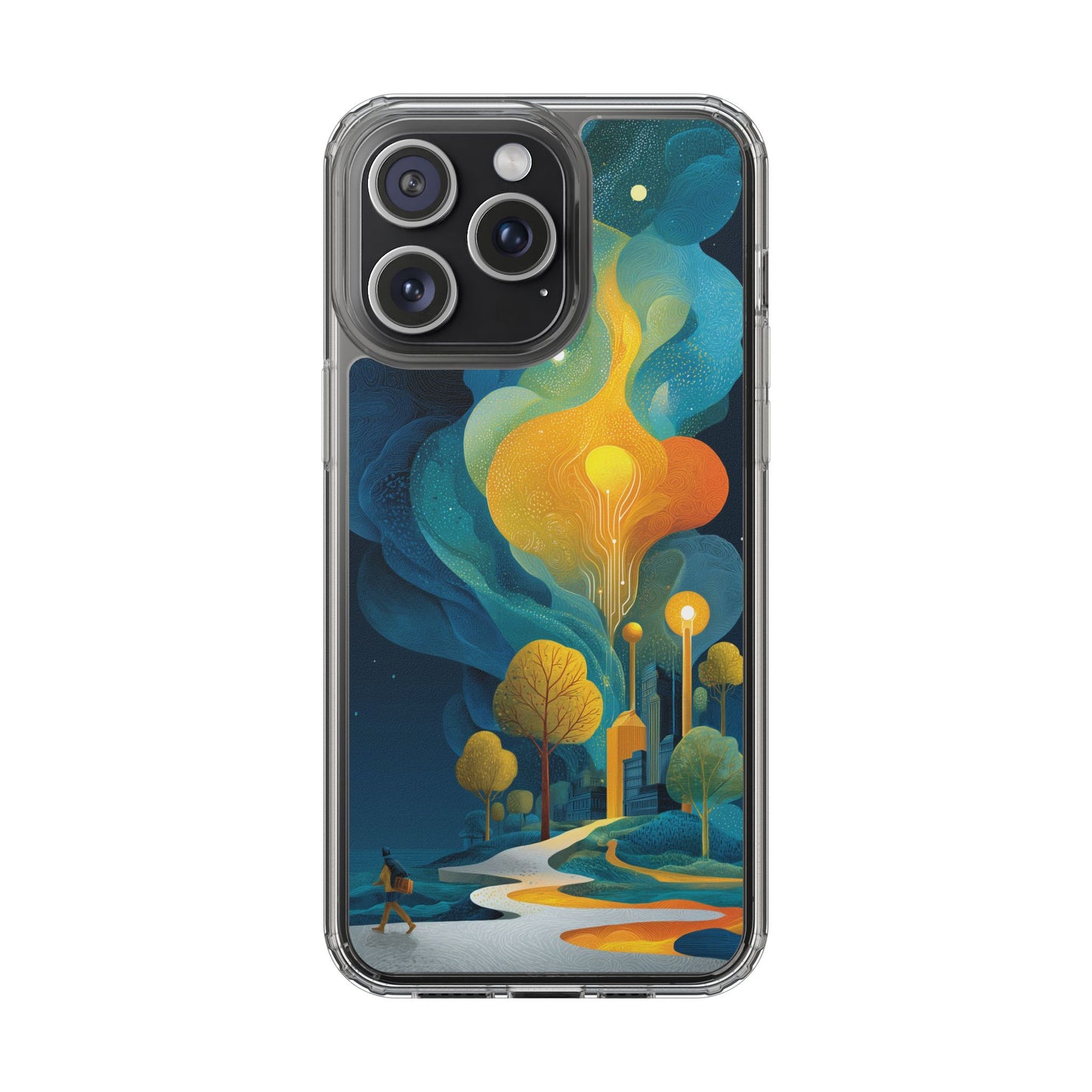 Electric City Forest Phone Case – Glowing Urban Jungle with Vibrant Nature Fusion