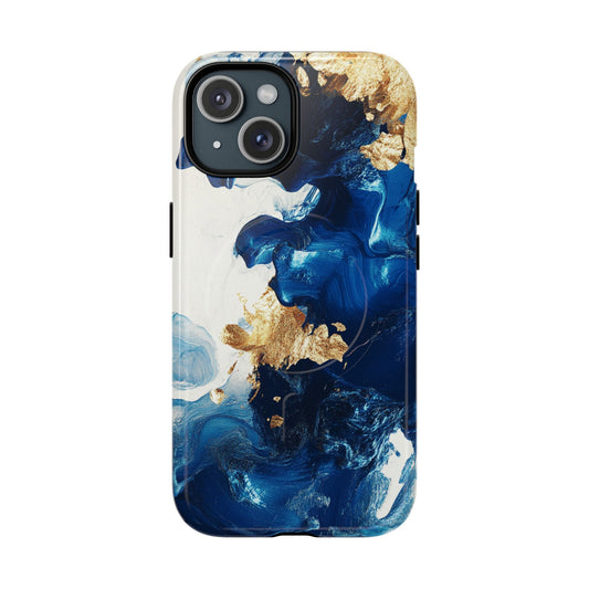 Stylish Tough Magnetic Phone Case – Durable & Chic Golden Blue Design for Smartphone Protection