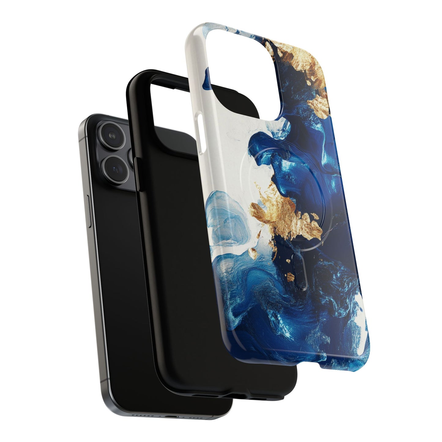 Stylish Tough Magnetic Phone Case – Durable & Chic Golden Blue Design for Smartphone Protection