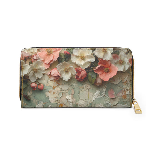 Matisse Inspired Floral Cell Phone Clutch Wallet – Soft Pinks, Greens, and Whites