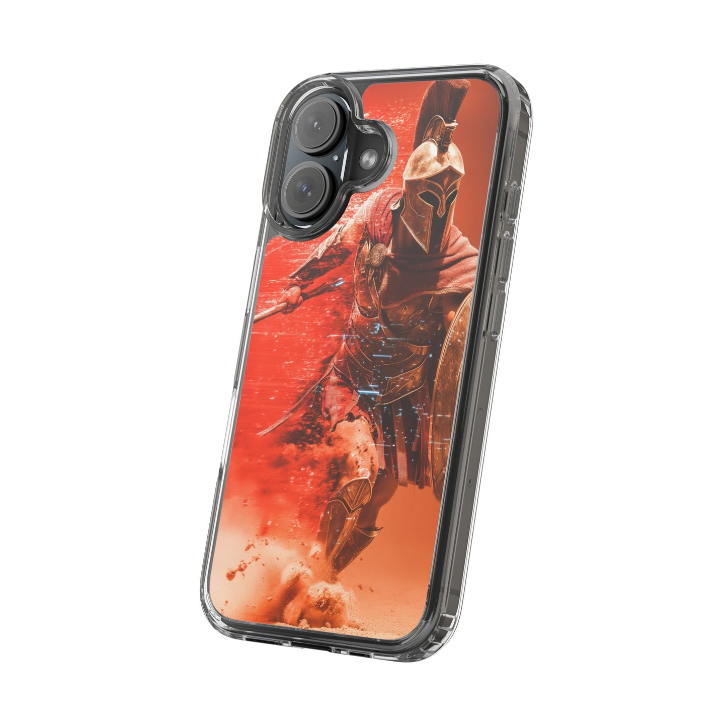 Spartan "Big Duster" Warrior Clear Phone Case - Unique Design for Protection & Style