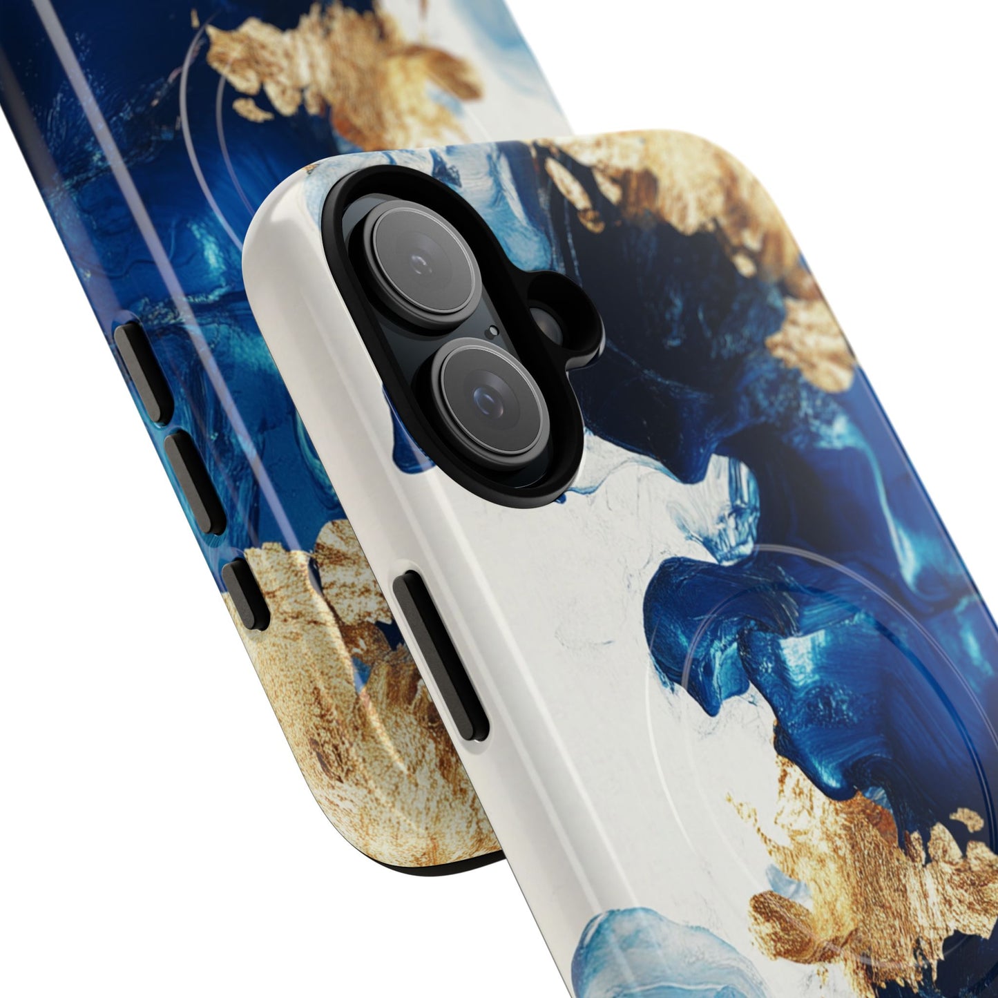 Stylish Tough Magnetic Phone Case – Durable & Chic Golden Blue Design for Smartphone Protection