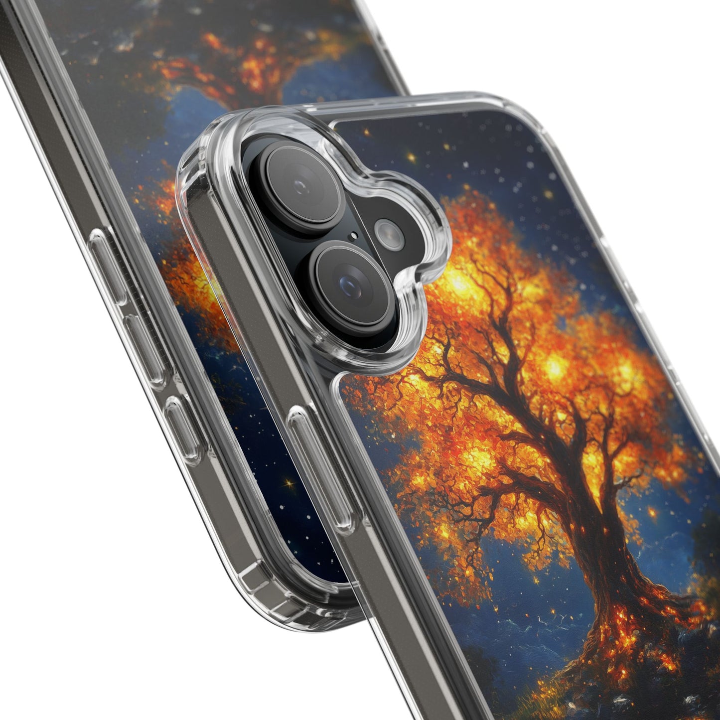 Nocturnal Illumination Tree Phone Case - Clear iPhone Cover with Glowing Autumn Design