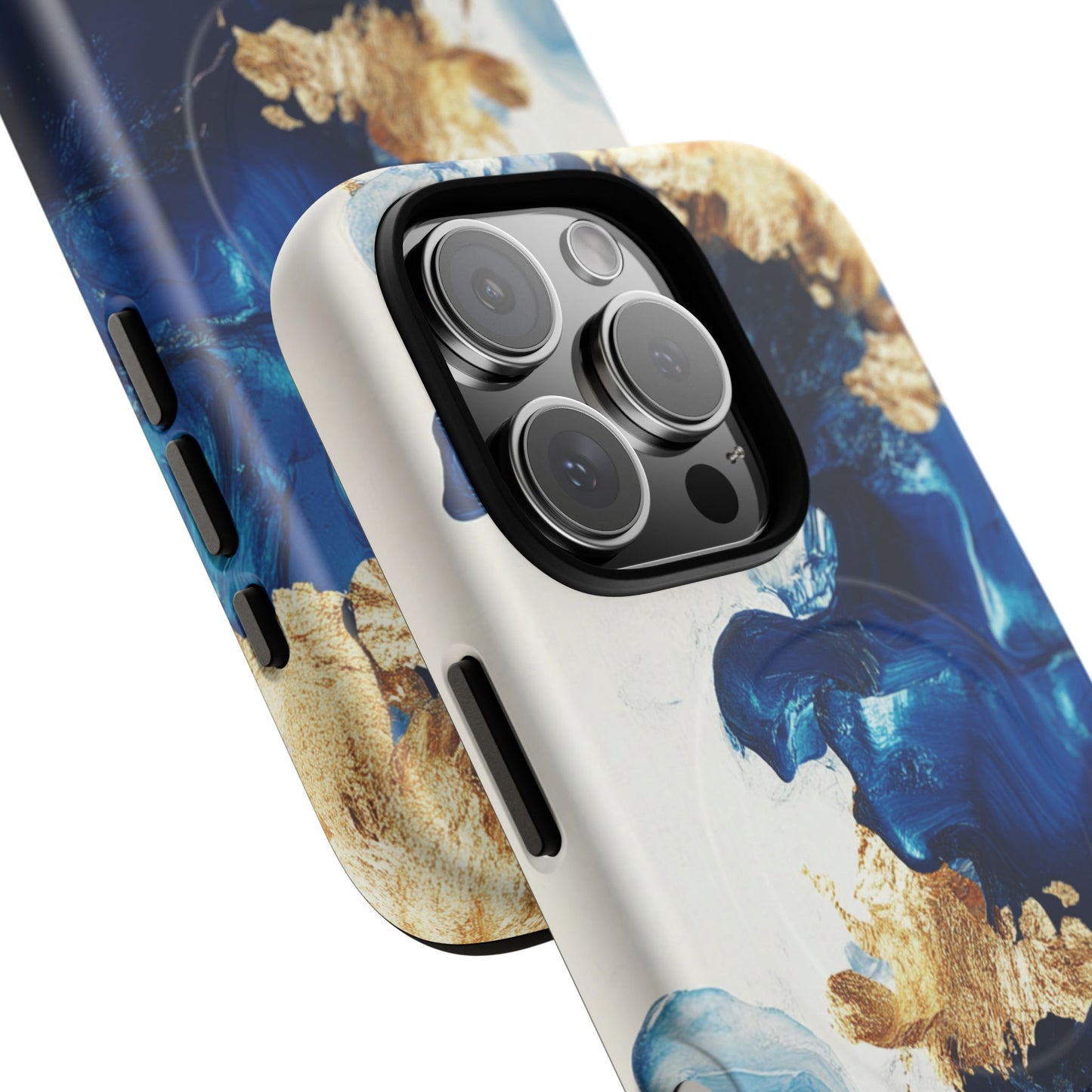 Stylish Tough Magnetic Phone Case – Durable & Chic Golden Blue Design for Smartphone Protection