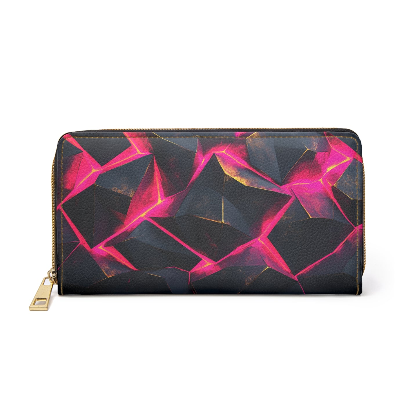 Vibrant Pink and Black Geometric Cell Phone Clutch Wallet - Stylish & Functional for Everyday Use