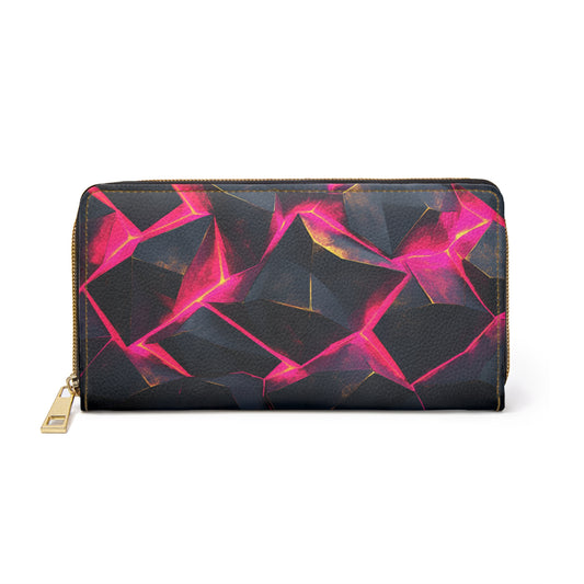 Vibrant Pink and Black Geometric Cell Phone Clutch Wallet - Stylish & Functional for Everyday Use