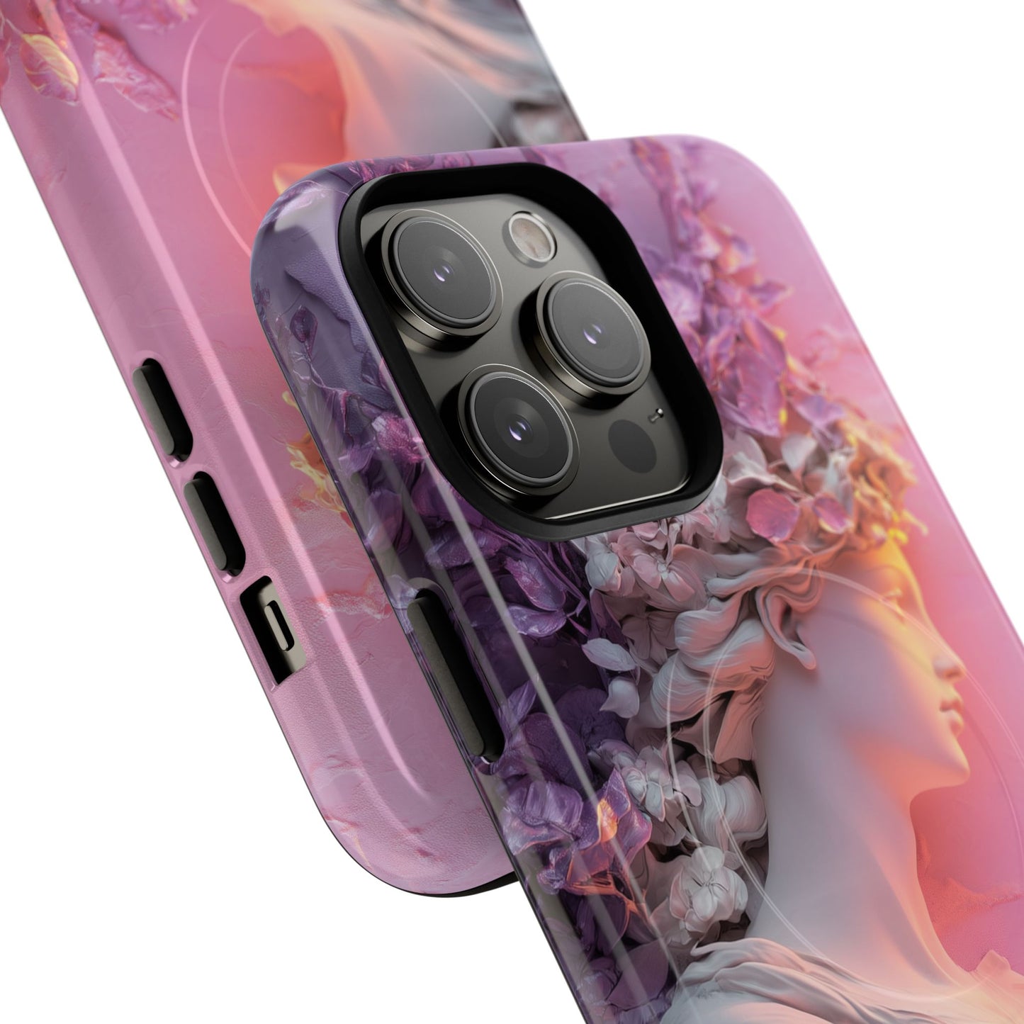 Elegant Floral Tough Magnetic Case for iPhone - Aesthetic Protection