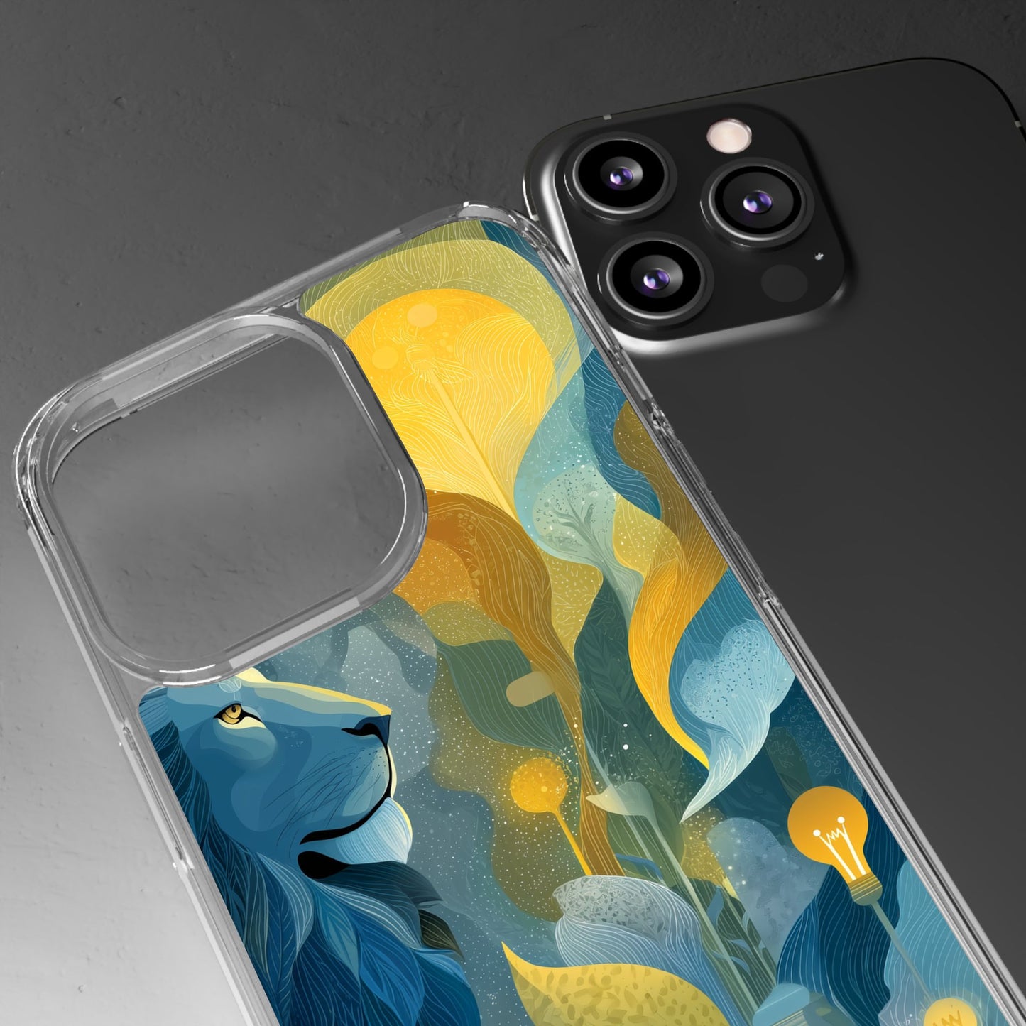 Artistic Lion Design Clear Phone Case | Nature-Inspired Protection for Animal Lovers