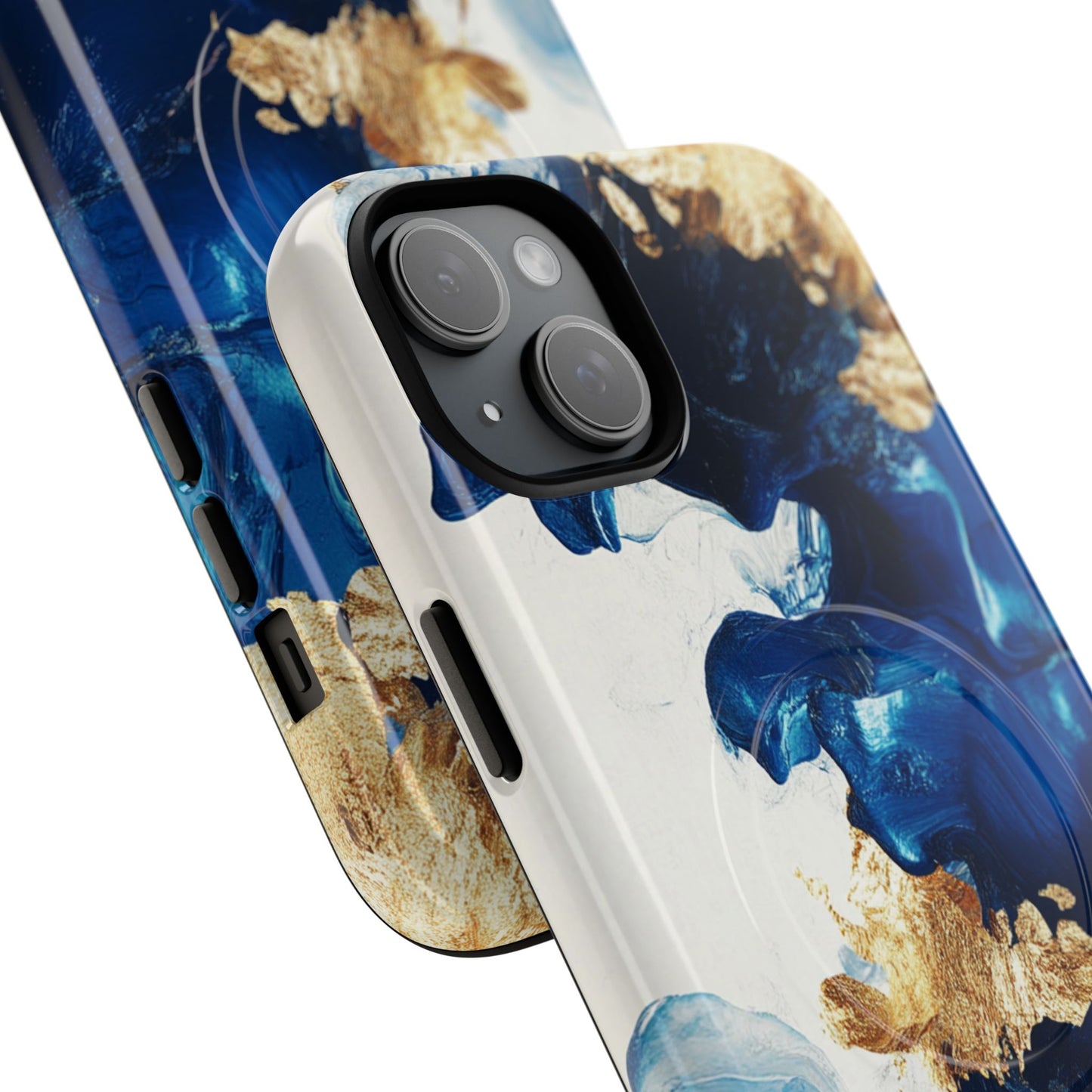 Stylish Tough Magnetic Phone Case – Durable & Chic Golden Blue Design for Smartphone Protection