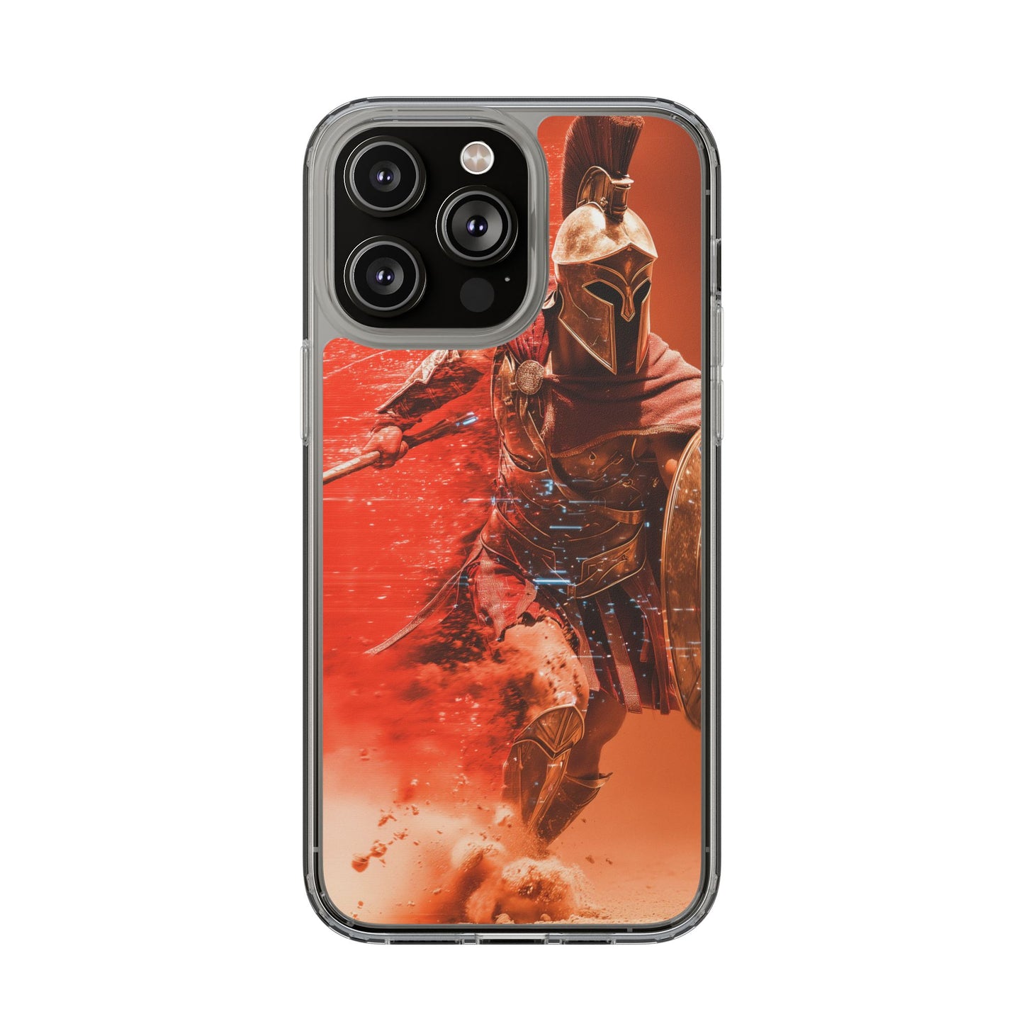 Spartan "Big Duster" Warrior Clear Phone Case - Unique Design for Protection & Style