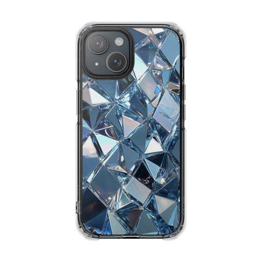 Iridescent Blue Chrome Diamond Magnetic iPhone Case