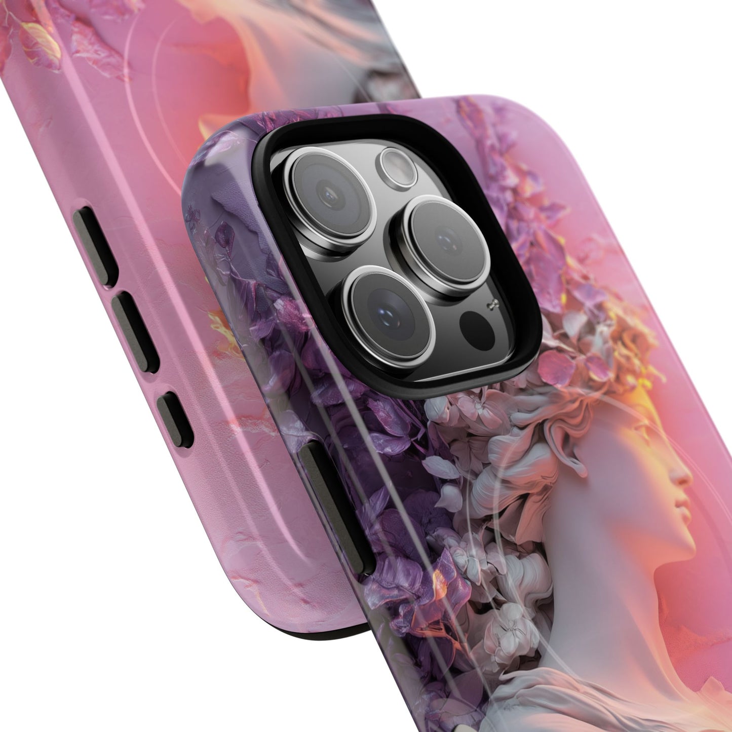 Elegant Floral Tough Magnetic Case for iPhone - Aesthetic Protection