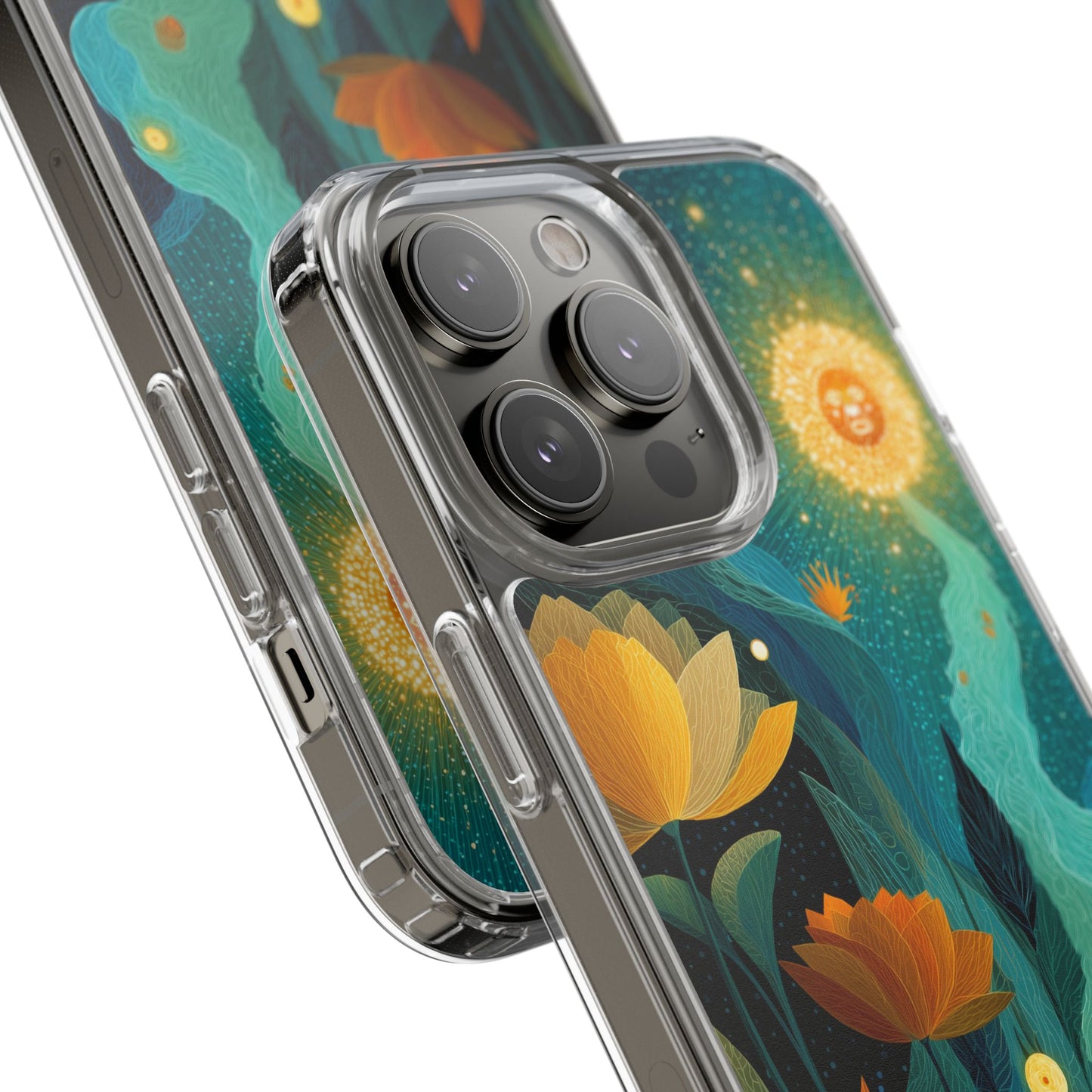 Deep Radiant Nature - Clear iPhone Case with Floral Design