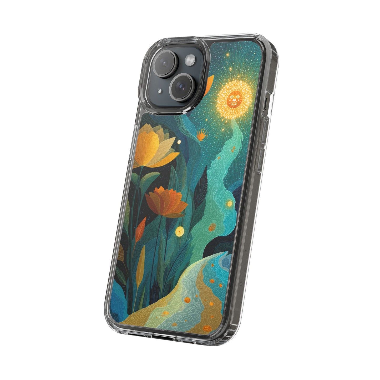 Deep Radiant Nature - Clear iPhone Case with Floral Design