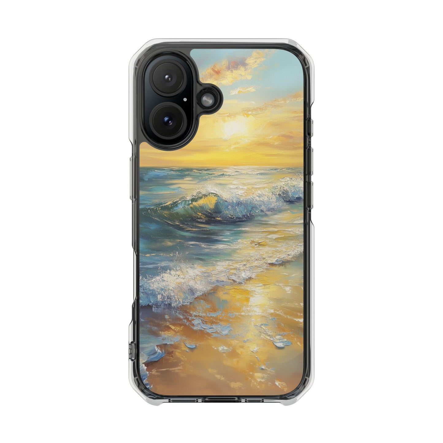 Ocean Sunset Oil Painting Magnetic Clear Impact iPhone Case