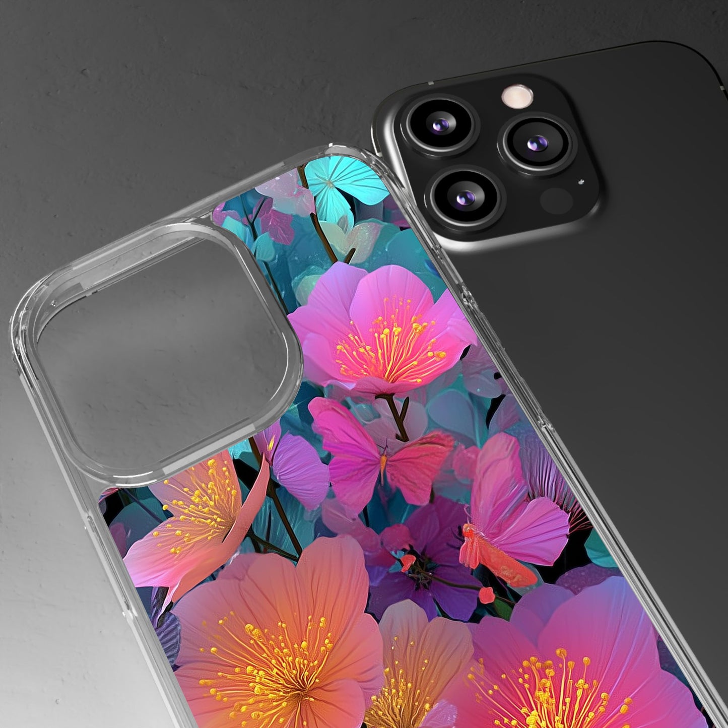 Vibrant Floral Clear iPhone Case