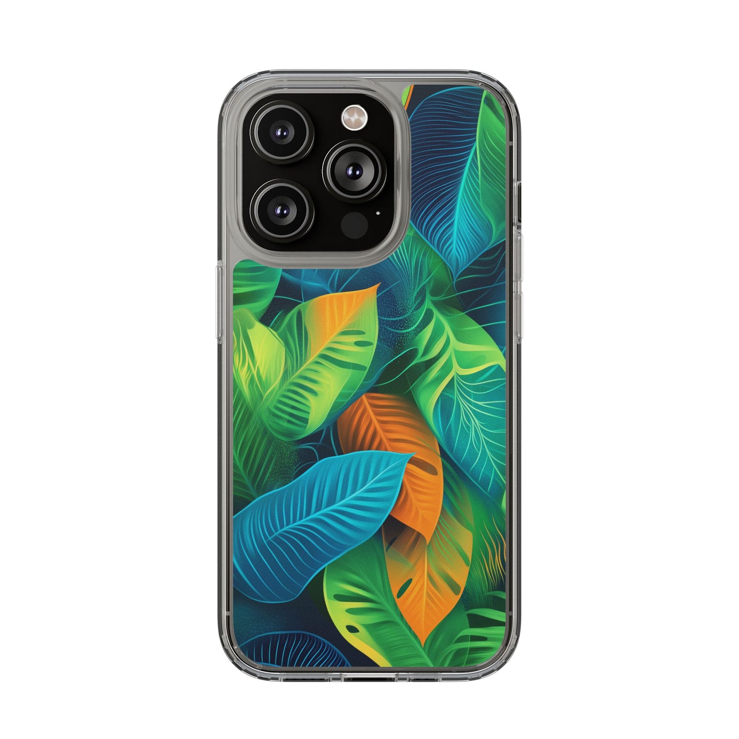 Tropical Leaf Clear iPhone Case – Vibrant Botanical Design for Nature Lovers
