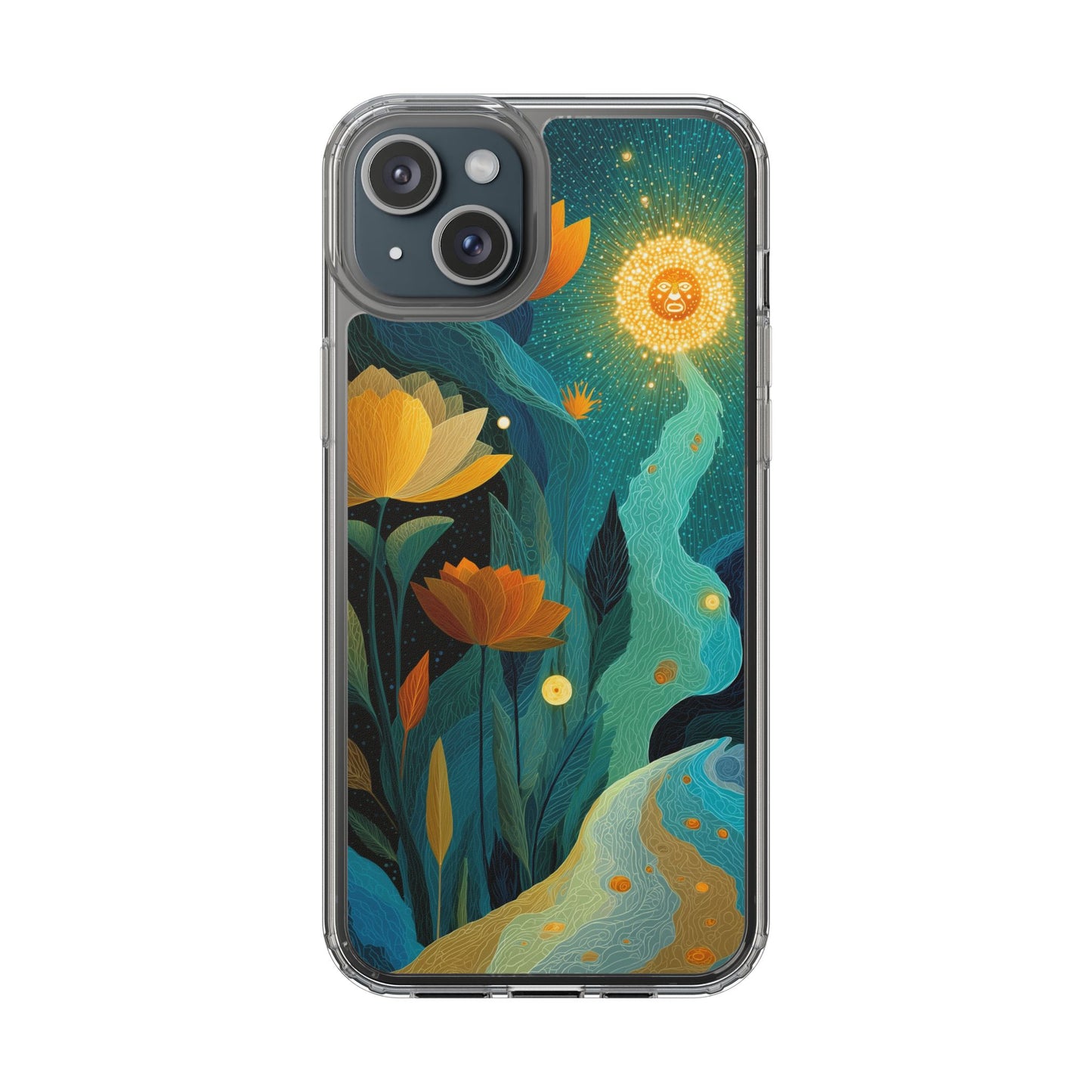 Deep Radiant Nature - Clear iPhone Case with Floral Design